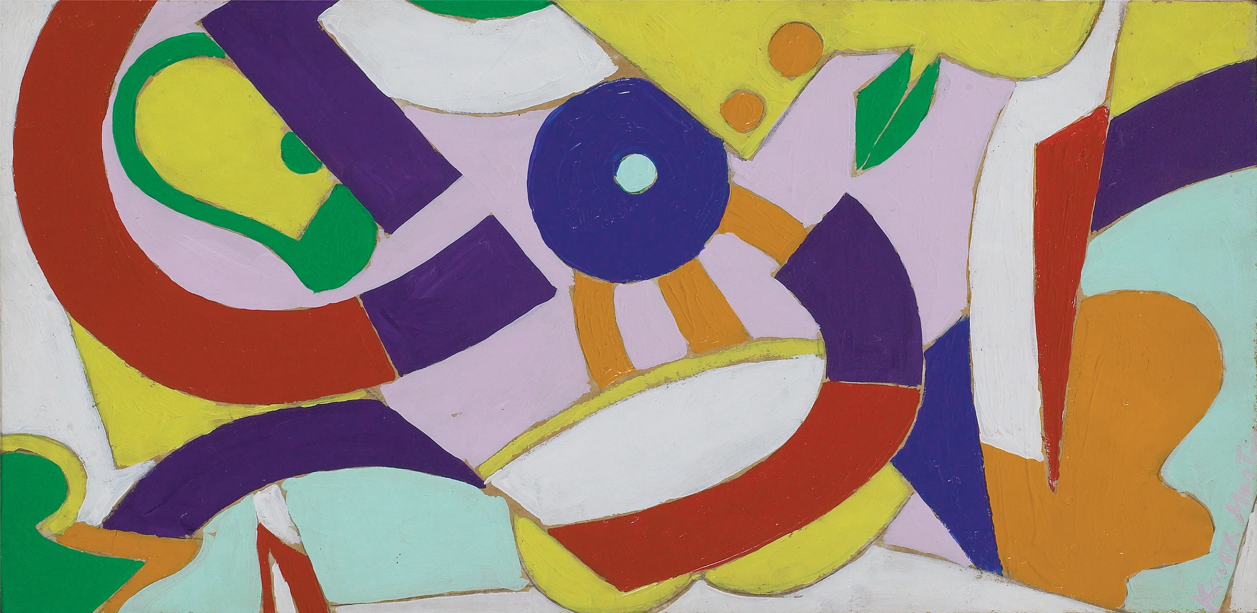 SOLD Abstraction, oil on paper laid on canvas, 7 1/2 x 14 1/2 inches
