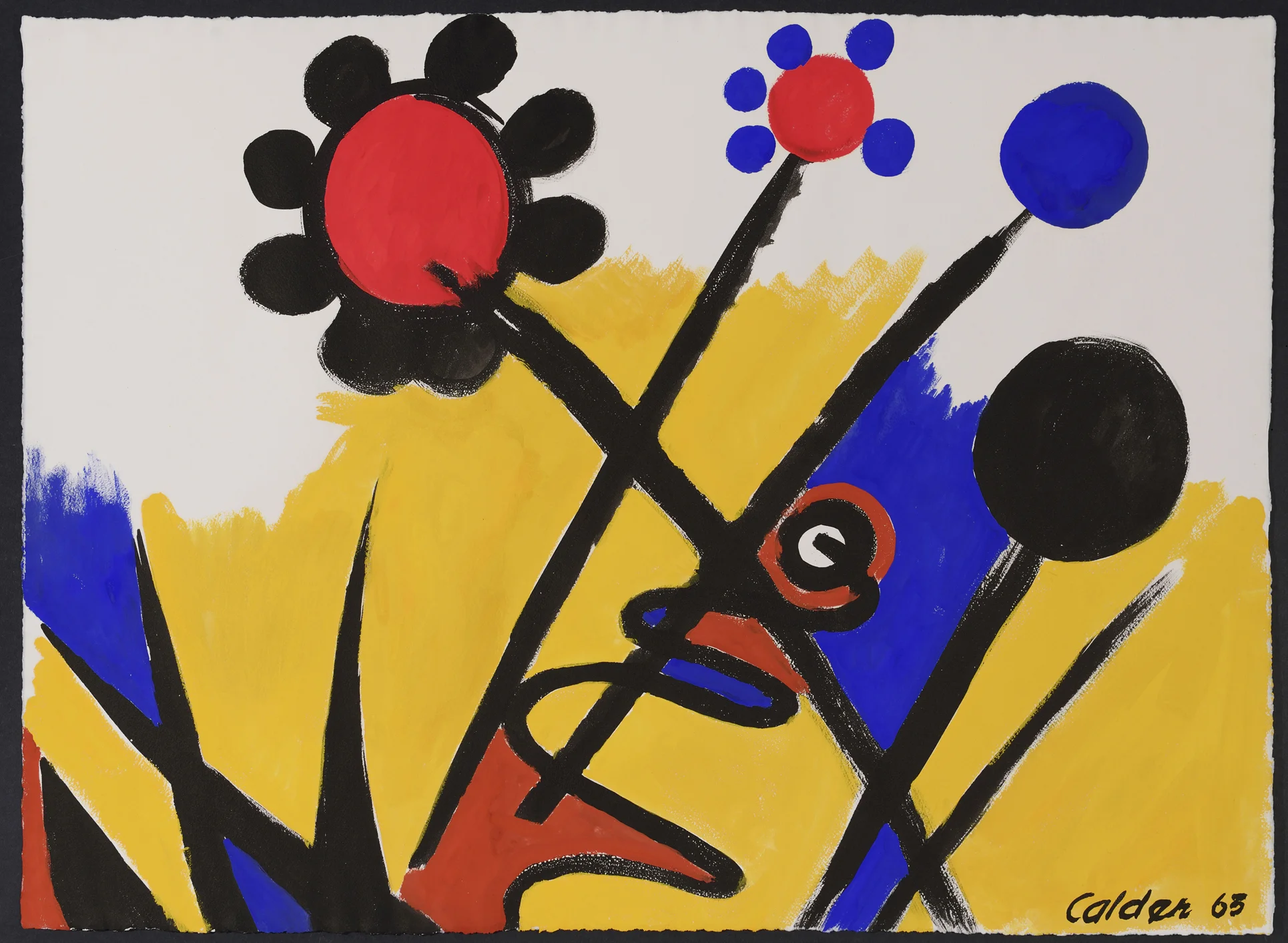 Alexander Calder , Black and Blue Petals , 1963, gouache on paper, 22 1/2 x 31 inches