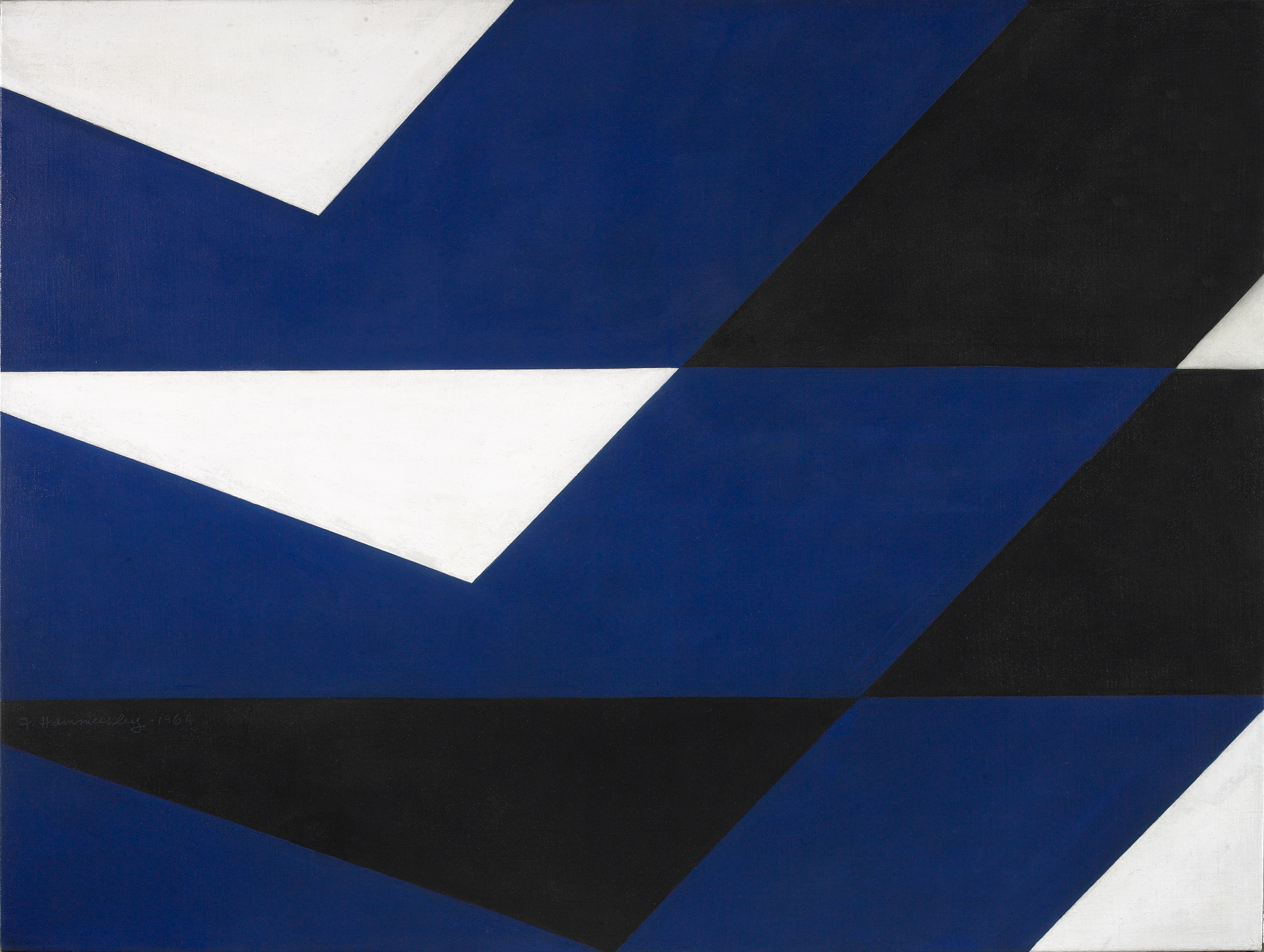 Frederick Hammersley , Right Slide, 1964 , oil on canvas, 38 x 50 1/2 inches