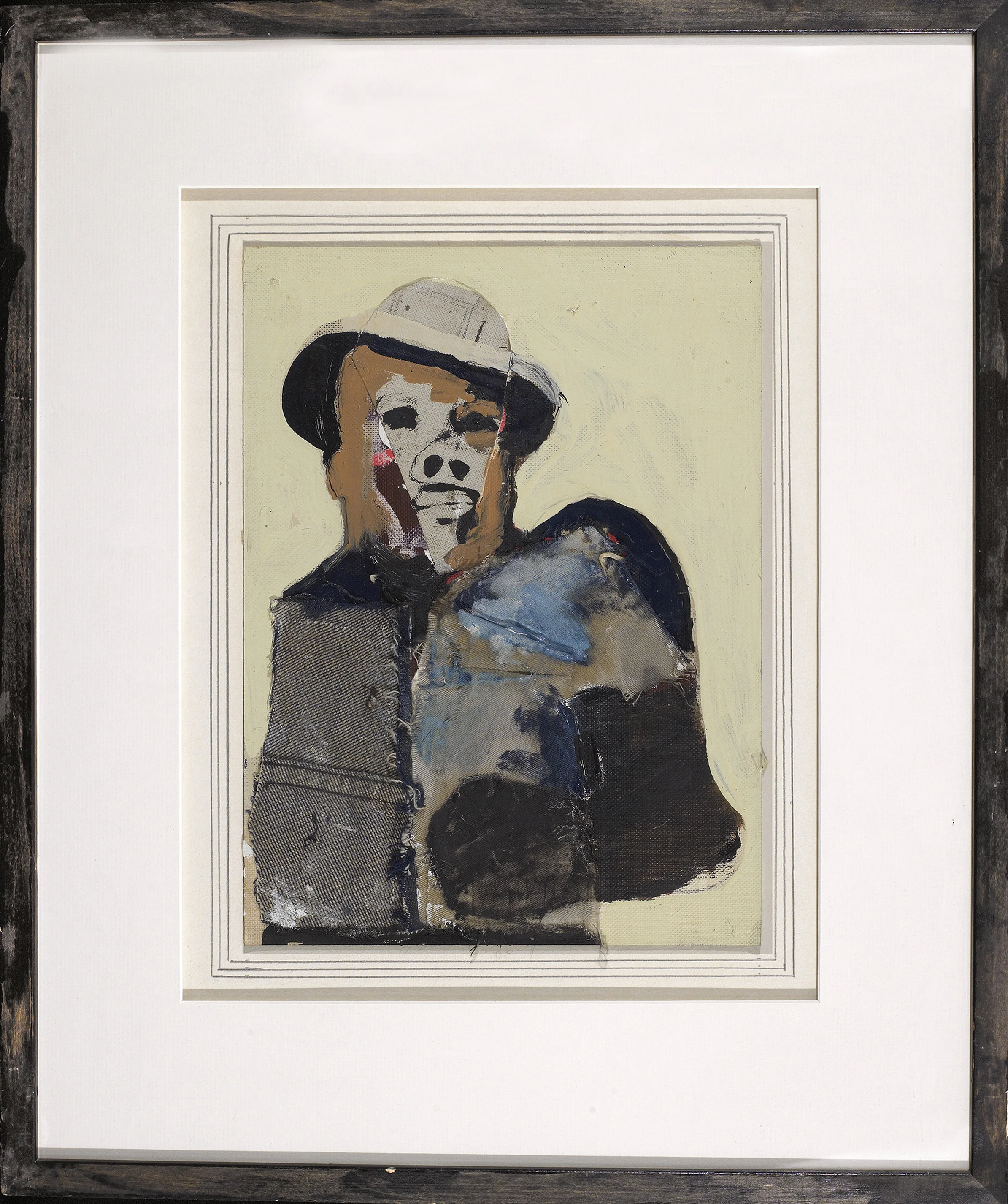 Jack J (Jack Johnson), 1970, oil and collage on canvas board, 12 x 9 inches