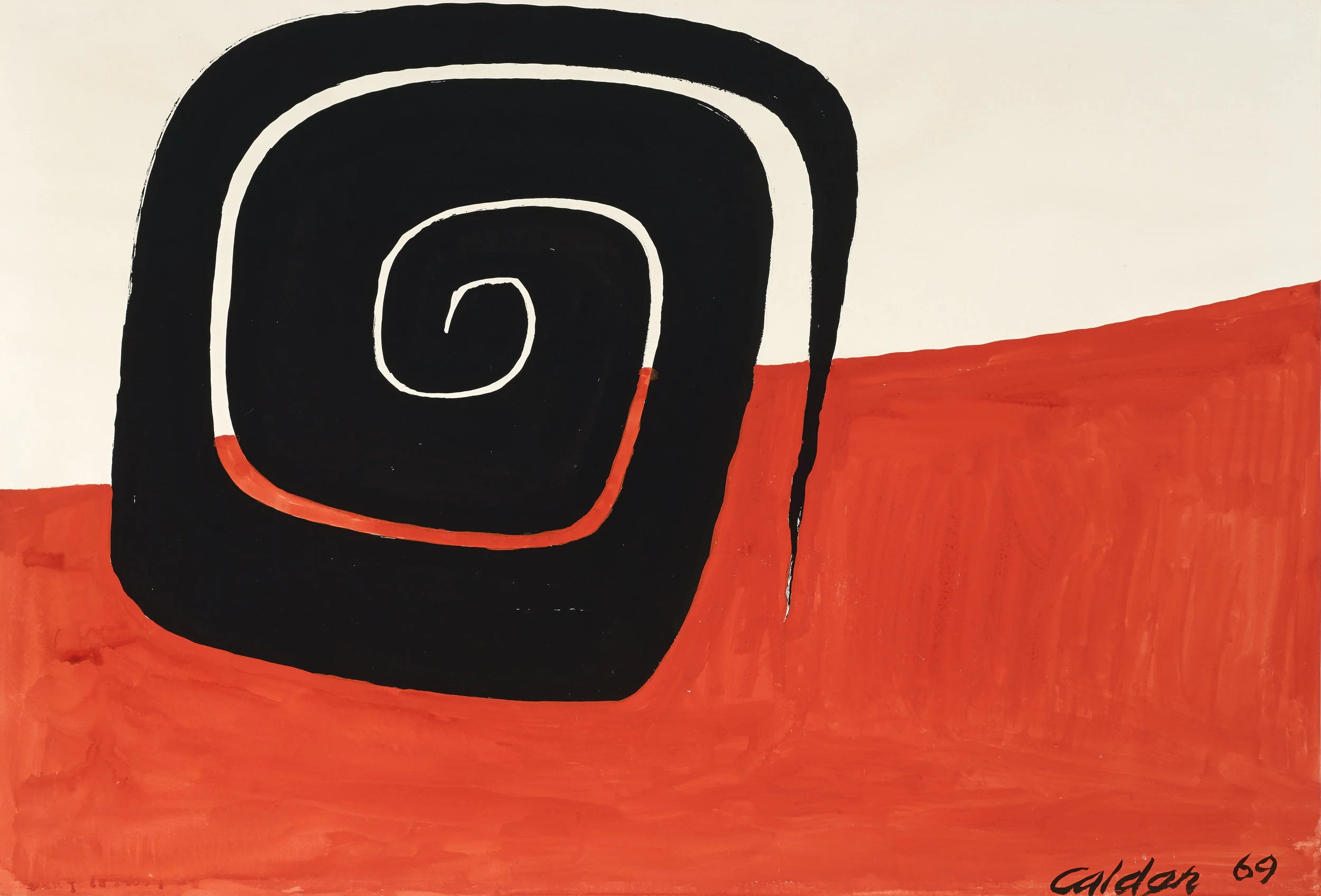 SOLD Angled Spiral, 1969 , gouache and ink on paper, 29 1/8 x 43 inches