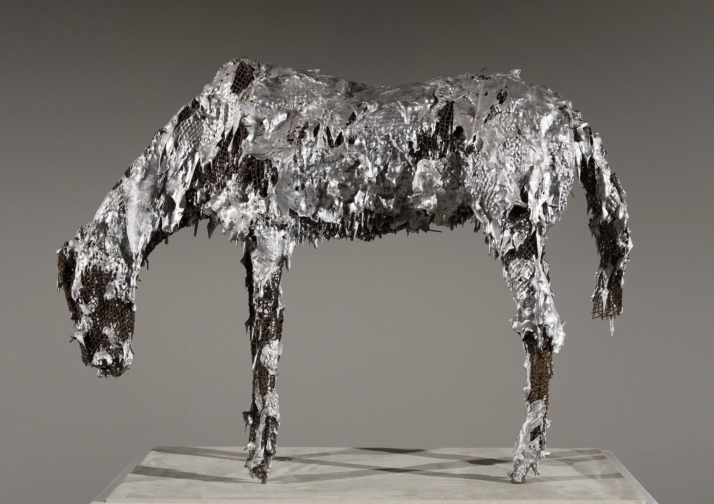 SOLD Untitled (Horse), Aluminum, steel wire, c. 1980, 22 h × 31 w × 8 d inches