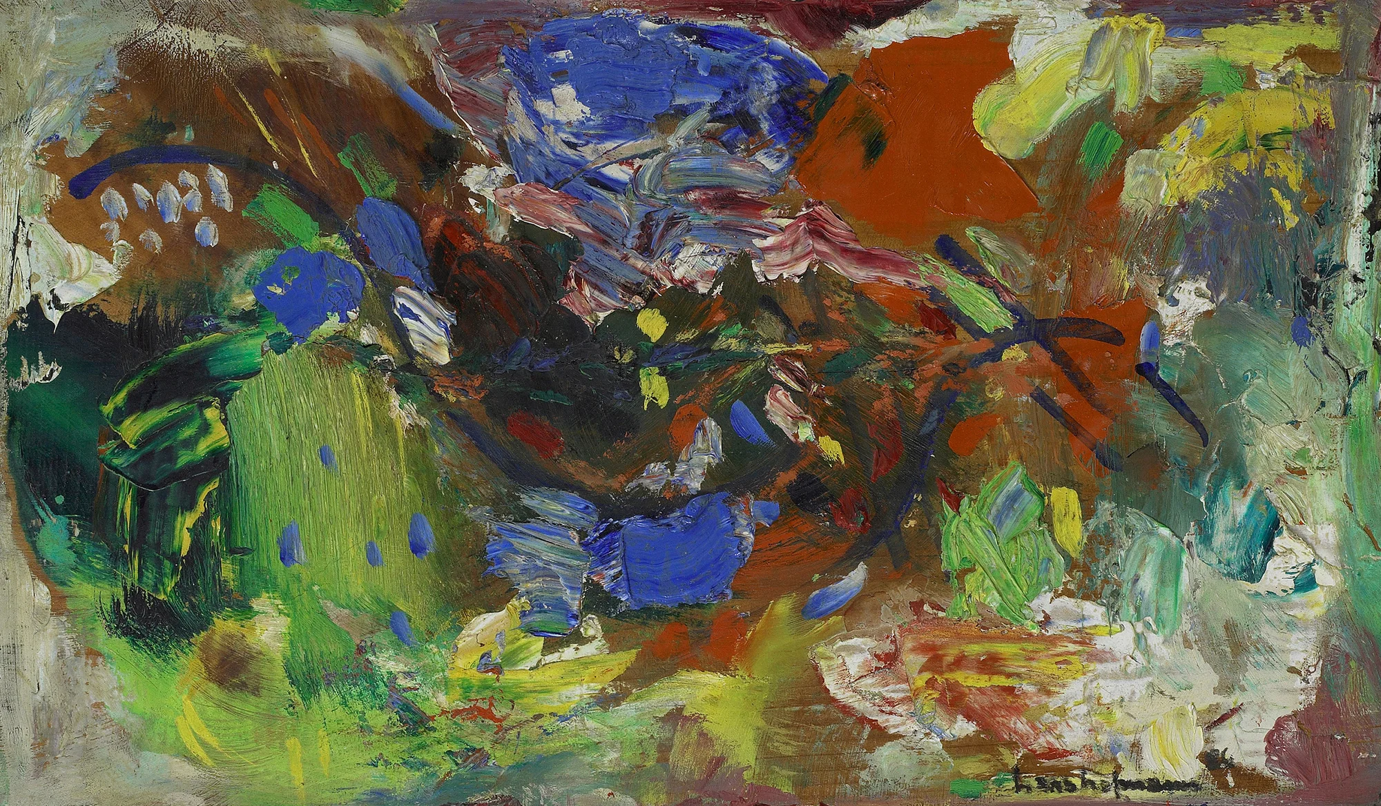 SOLD Enhancement, 1956 , oil on board, 11 x 18 1/2 inches