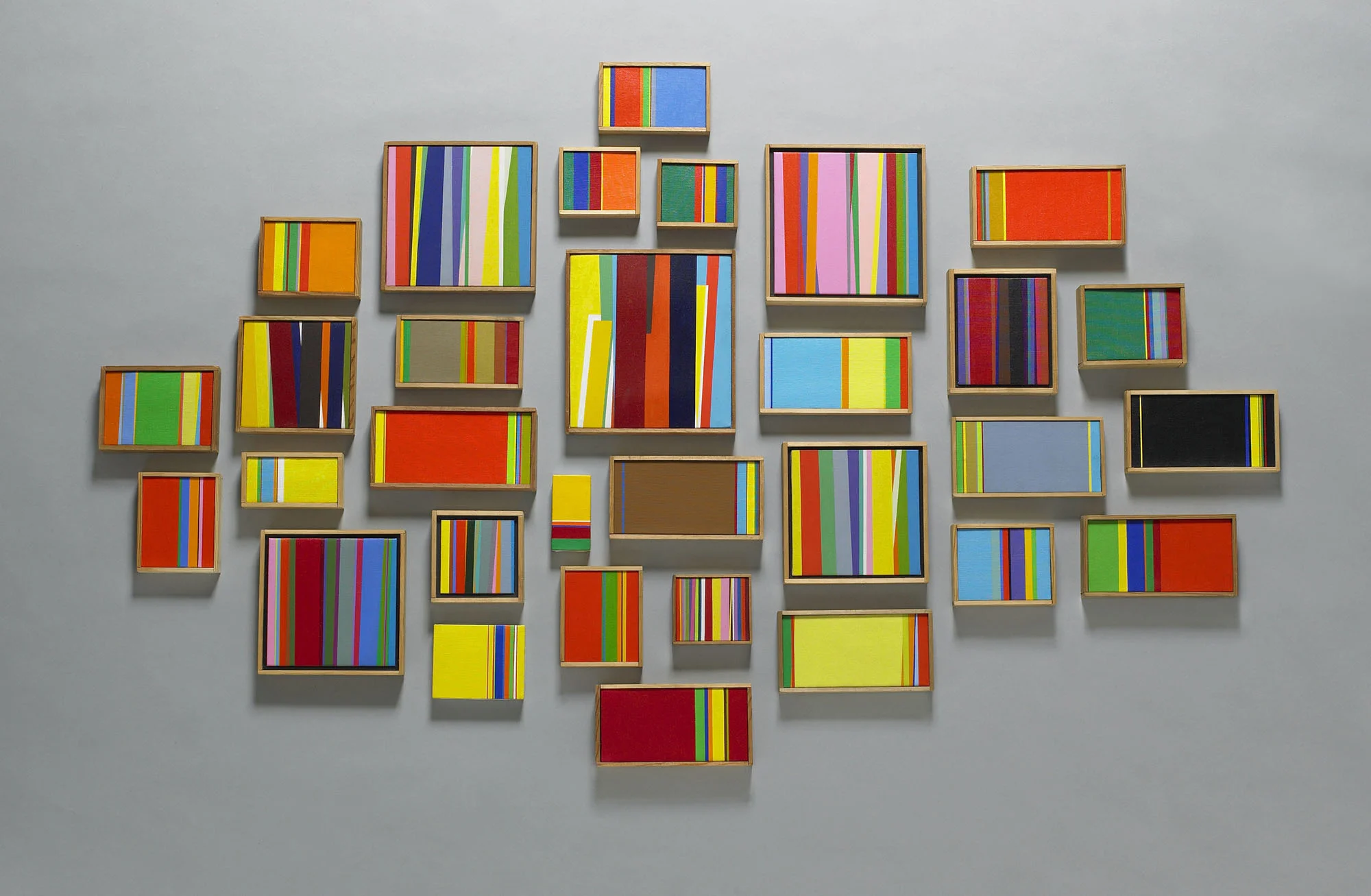 Grouping of small canvases , 2 x 5 - 9 x 9 1/2 inches
