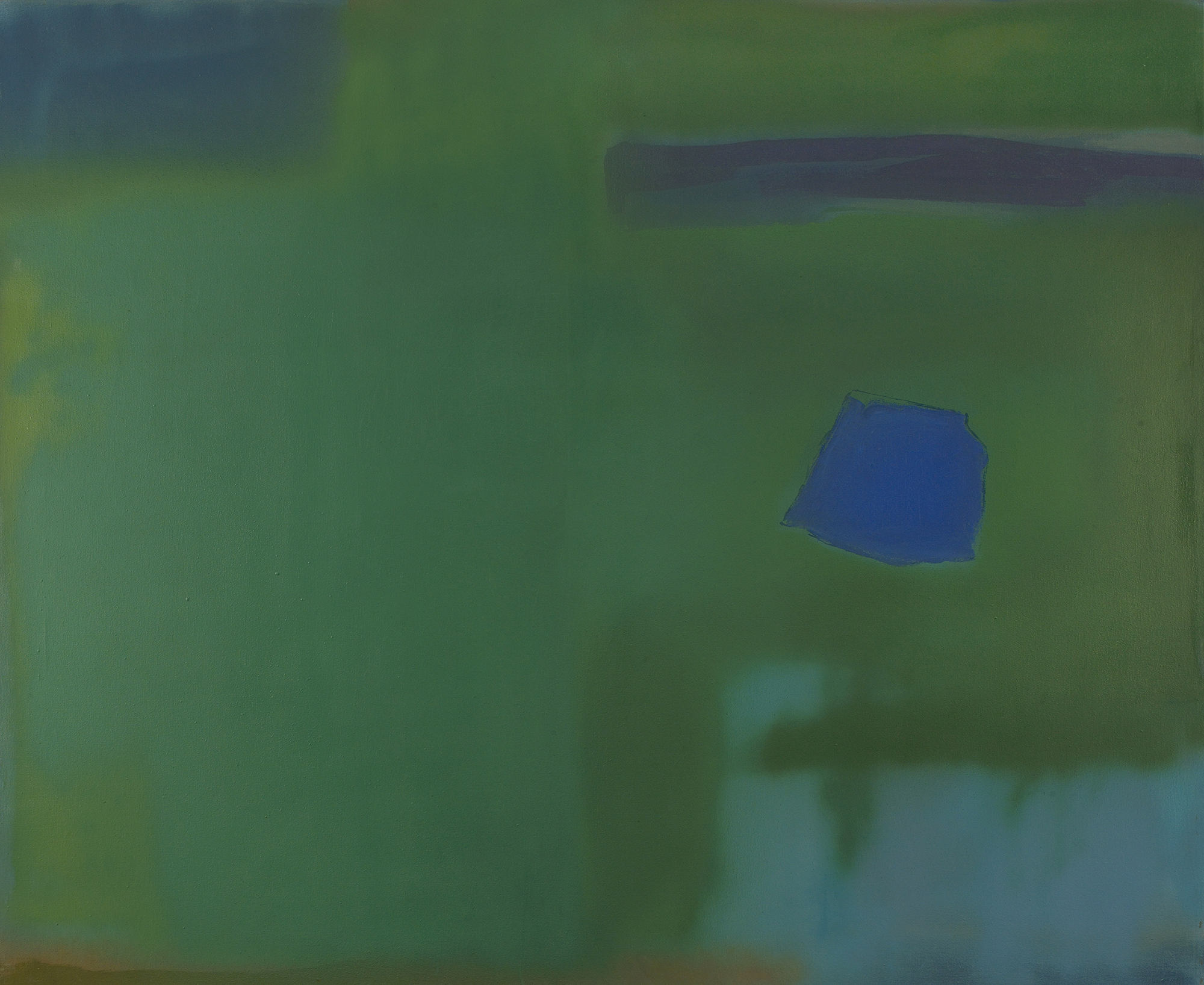 SOLD Blue on Green , 1981 , acrylic on canvas, 56 x 68 inches
