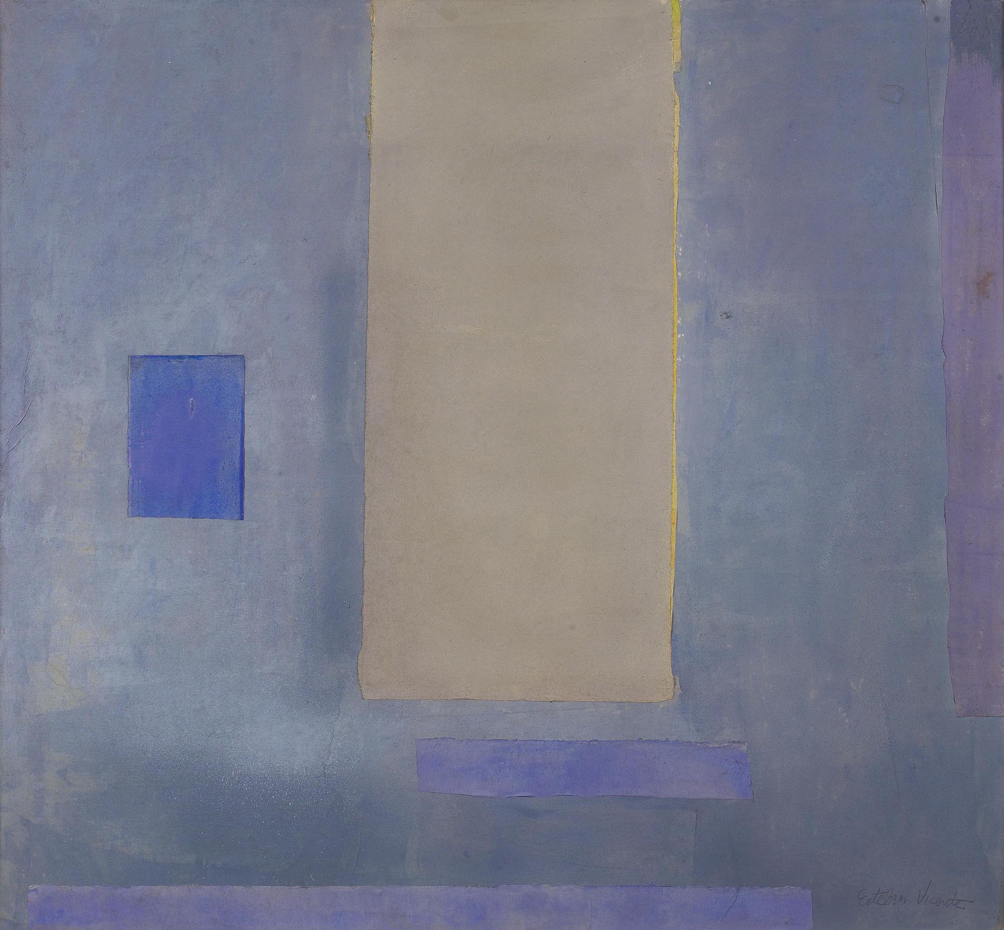 SOLD Untitled, 1979 , acrylic and painted paper collage on canvas, 46 x 40 inches