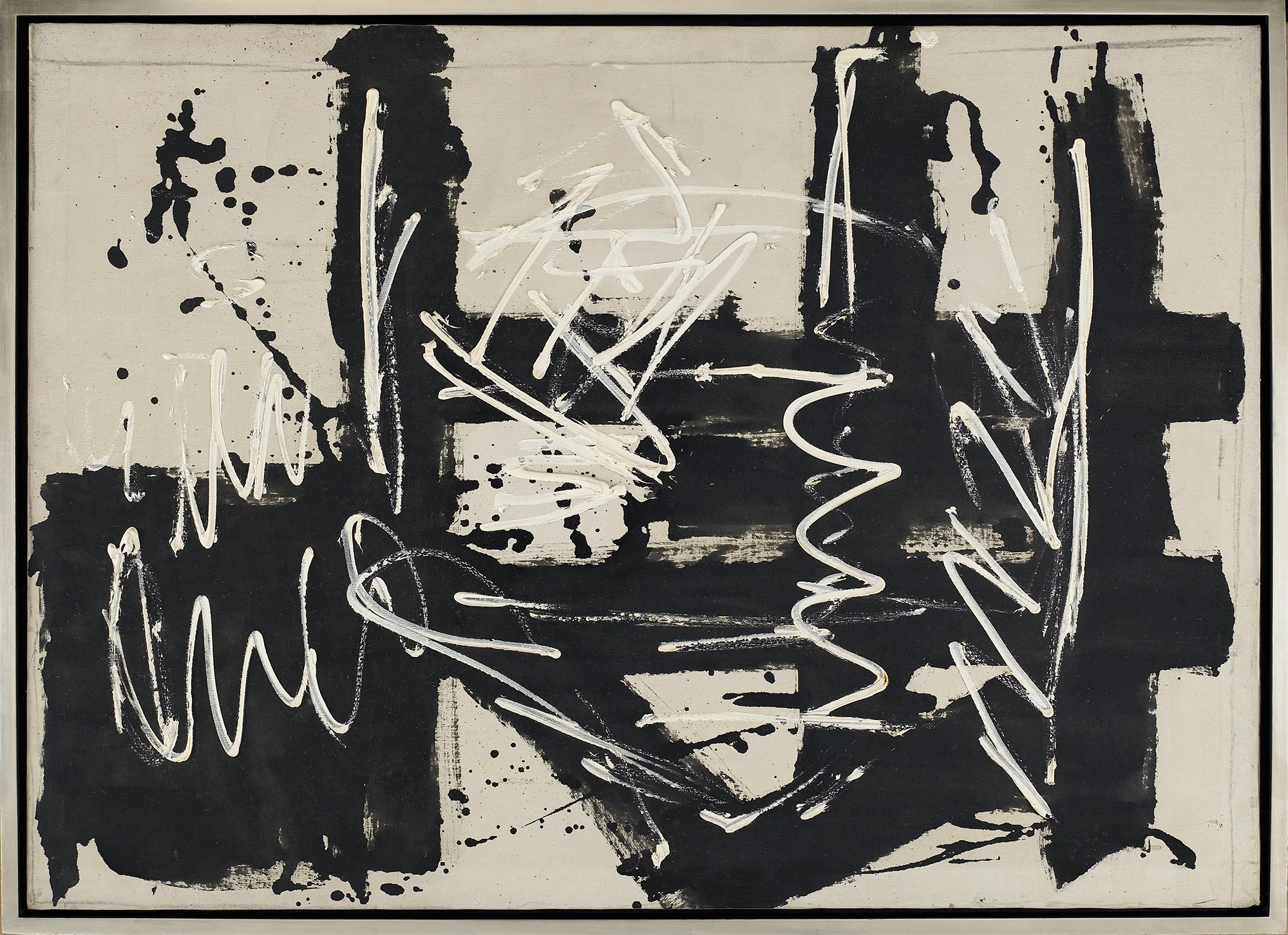 SOLD Black and White, Oil on canvas, c. 1968, 30 x 50 inches