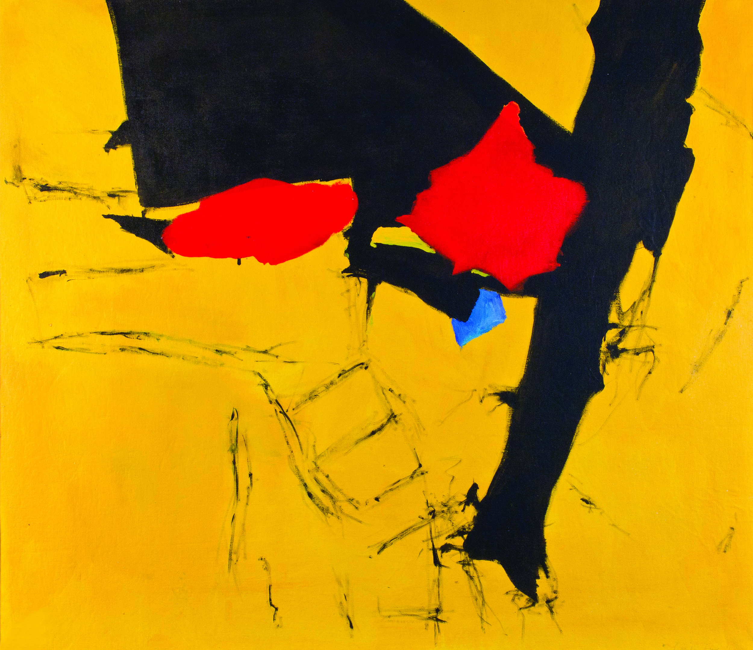 SOLD Figure Descending a Ladder , 1960, Oil on canvas, 43 x 48 inches