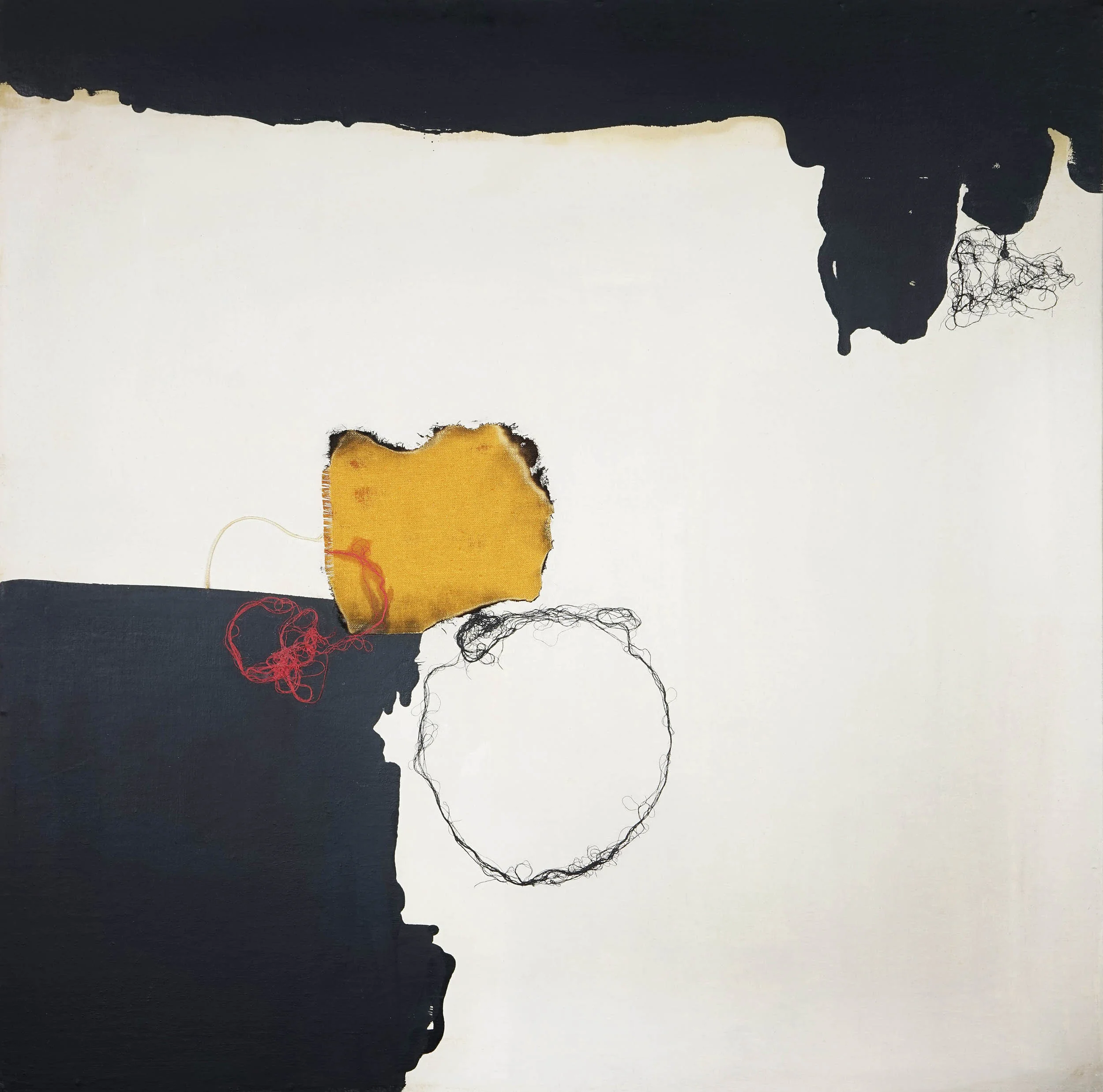 Untitled , Oil and fabric collage on canvas, 1961, 42 x 42 inches