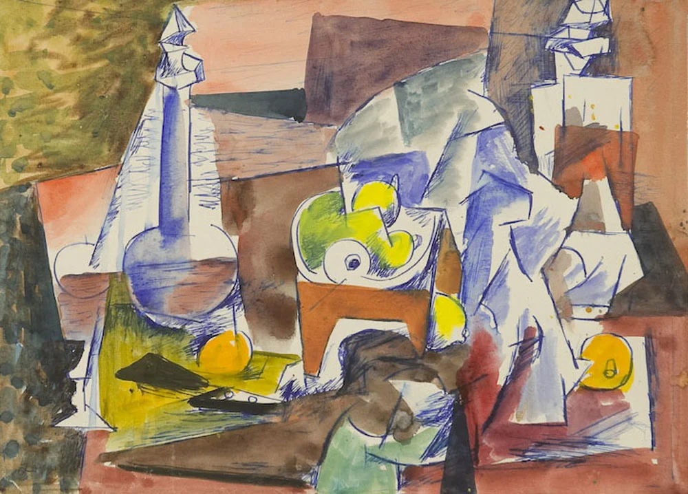 Still Life No. 1, Watercolor and ink on board, 1946, 8 7/8 x 11 3/8 inches