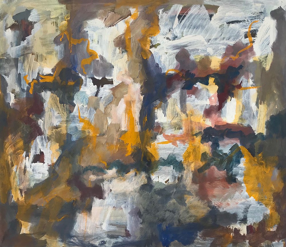 Untitled, Acrylic on paper laid on canvas, c. 1950s, 30 x 34 inches