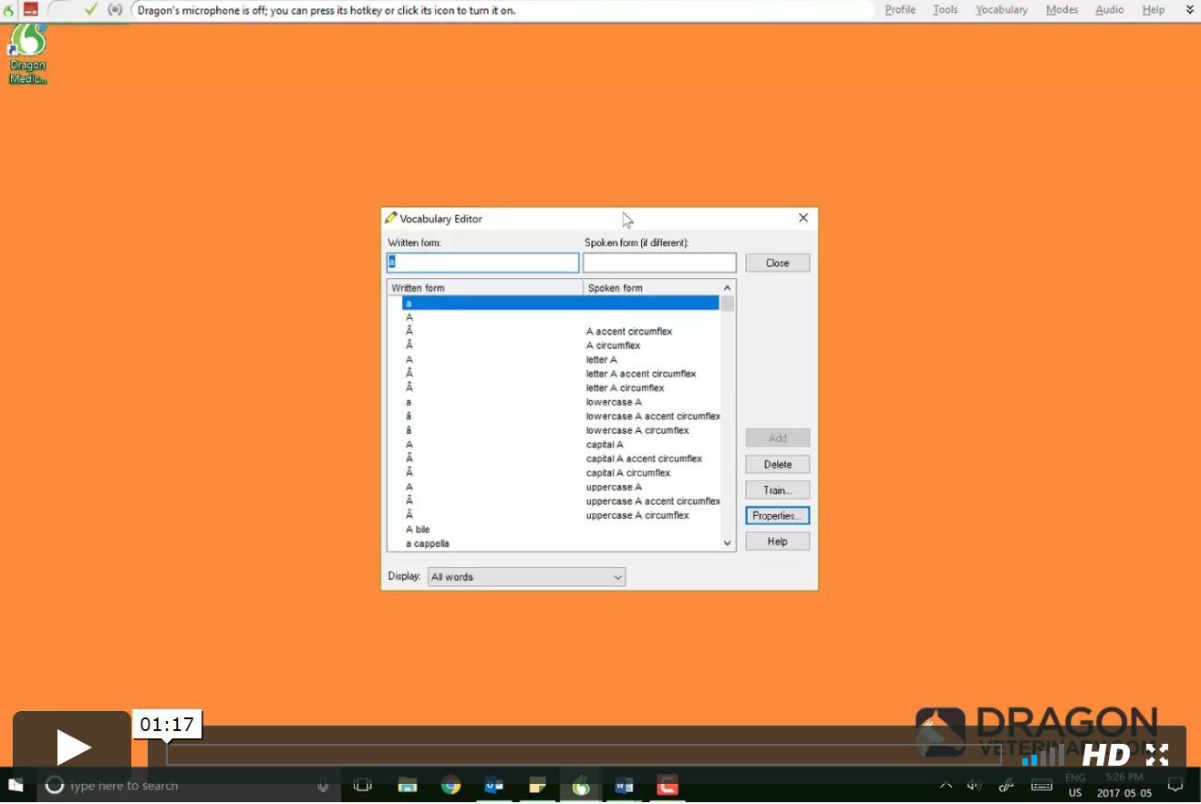 TUTORIAL #10: DELETING WORDS FROM DRAGON VETERINARY Although rare, Dragon is occasionally unable to distinguish between two words and additional steps beyond training are required. This tutorial covers one of those options.