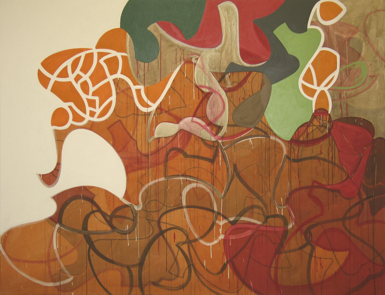 UNTITLED 2008, acrylic and charcoal on canvas, 60 x 78 inches