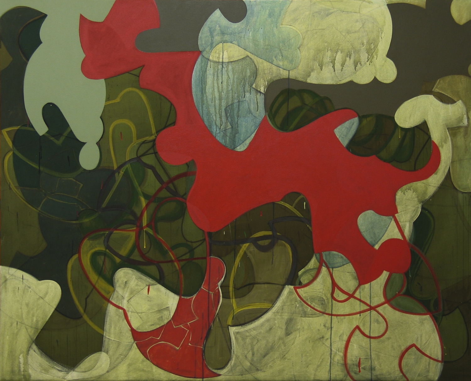 UNTITLED 2007, acrylic and charcoal on canvas, 60 x 74 inches