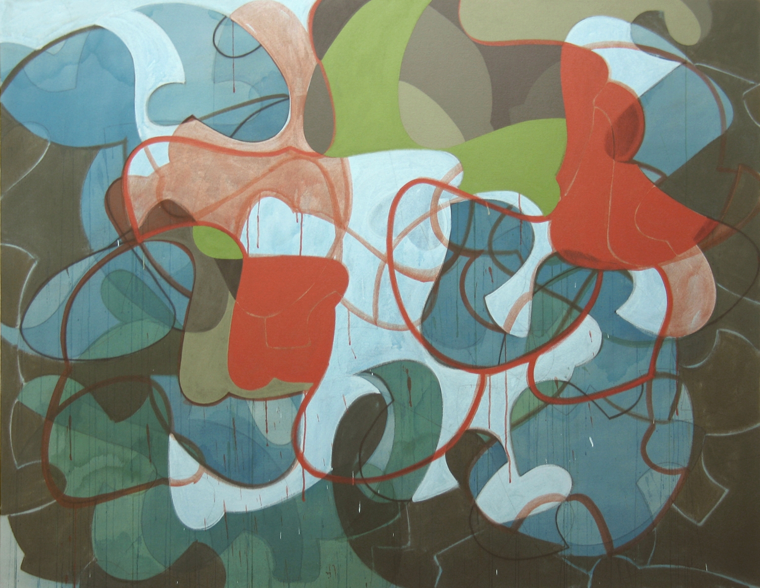 BENEATH THE SURFACE 2006, acrylic and charcoal on canvas, 50 x 64 inches