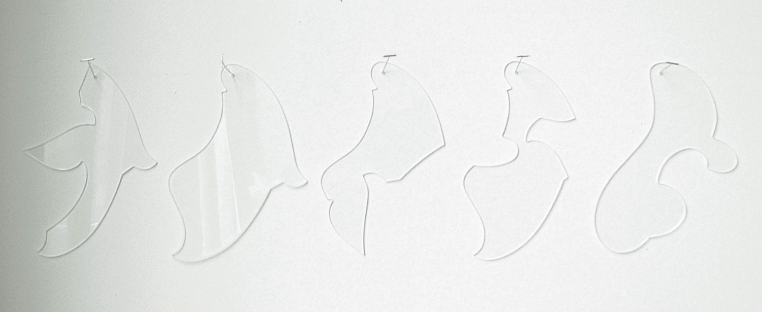 HANNAH CURVES 2003, 1/8 inch Plexiglass, dimensions variable (Modeled after French curves, these became unique drawing tools for further form generation.)