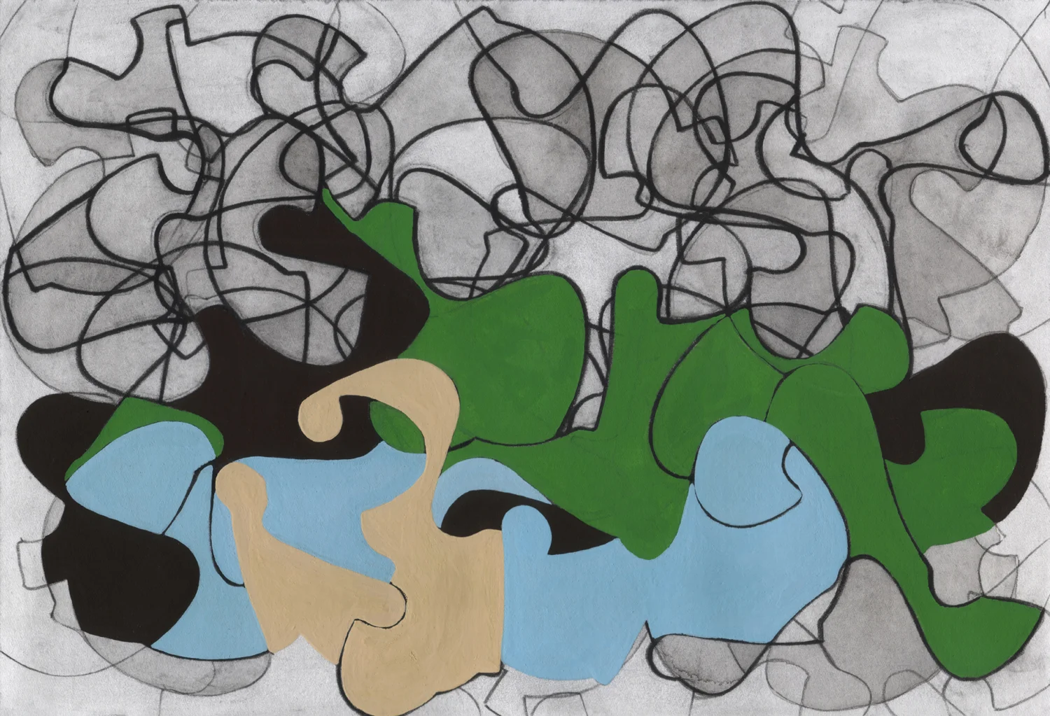 BROAD COVE 2004, watercolor, gouache and charcoal on paper, 7 x 10 inches