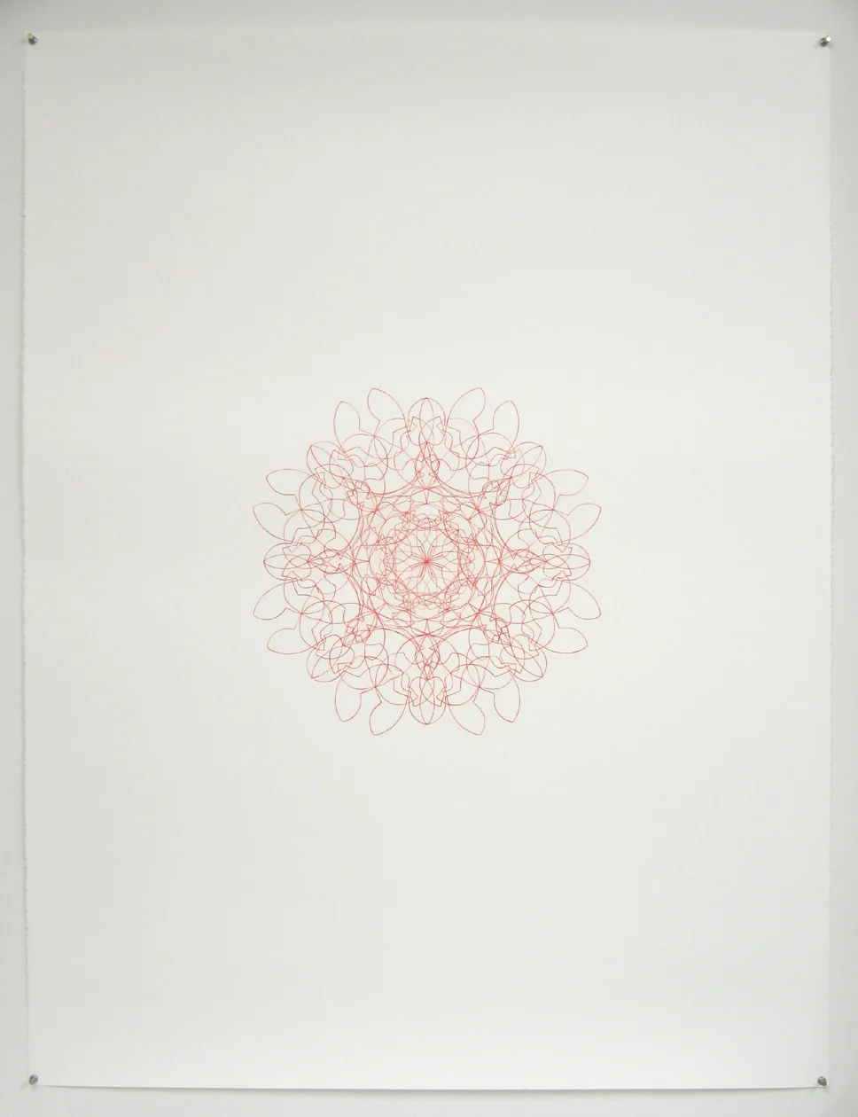 MANDALA SERIES, 3RD GENERATION 2008, red pencil on paper, 50 x 38 inches