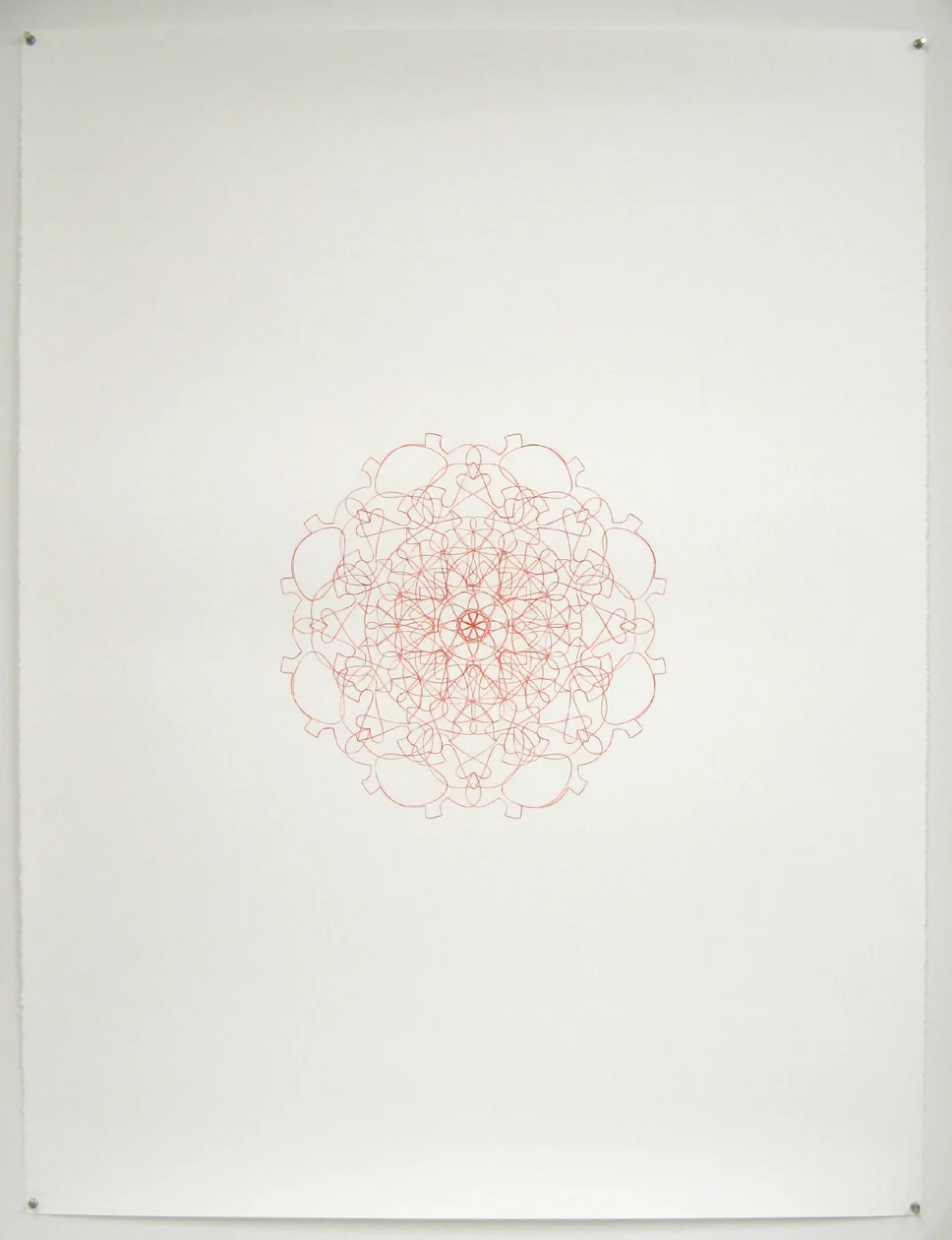 MANDALA SERIES, 7TH GENERATION 2008, red pencil on paper, 50 x 38 inches