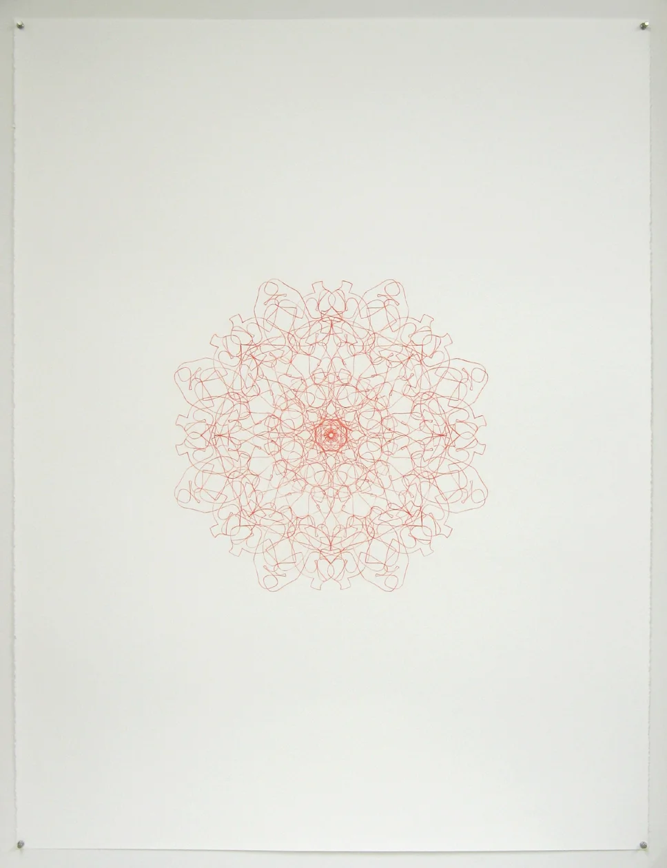 MANDALA SERIES, 8TH GENERATION 2008, red pencil on paper, 50 x 38 inches