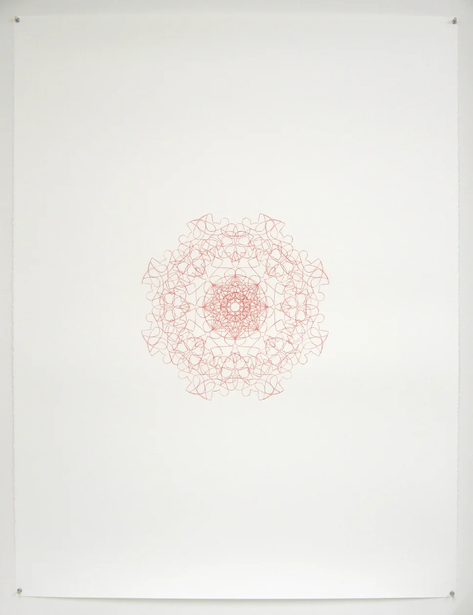 MANDALA SERIES, 9TH GENERATION 2008, red pencil on paper, 50 x 38 inches