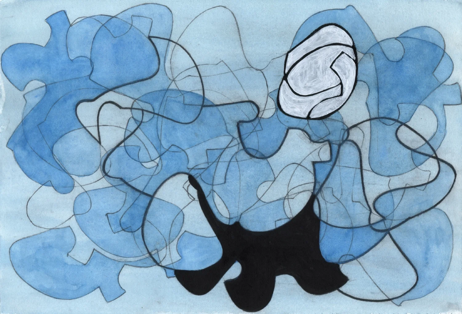 WE TWO ALONE 2004, watercolor, acrylic and charcoal on paper, 7 x 10 inches