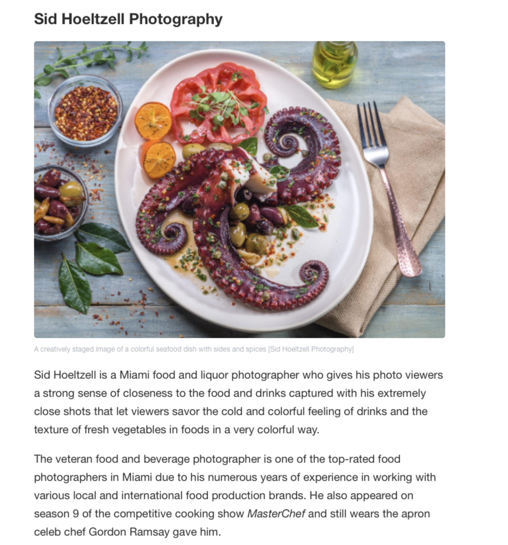 Top Ten Miami food Photographers