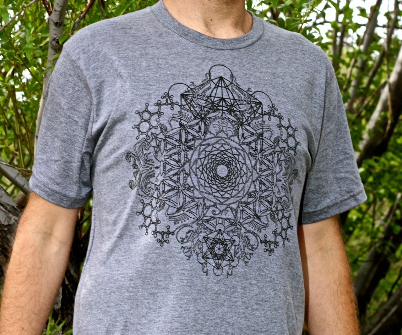 Organic sacred geometry t shirts sustainable eco fashion flower of life