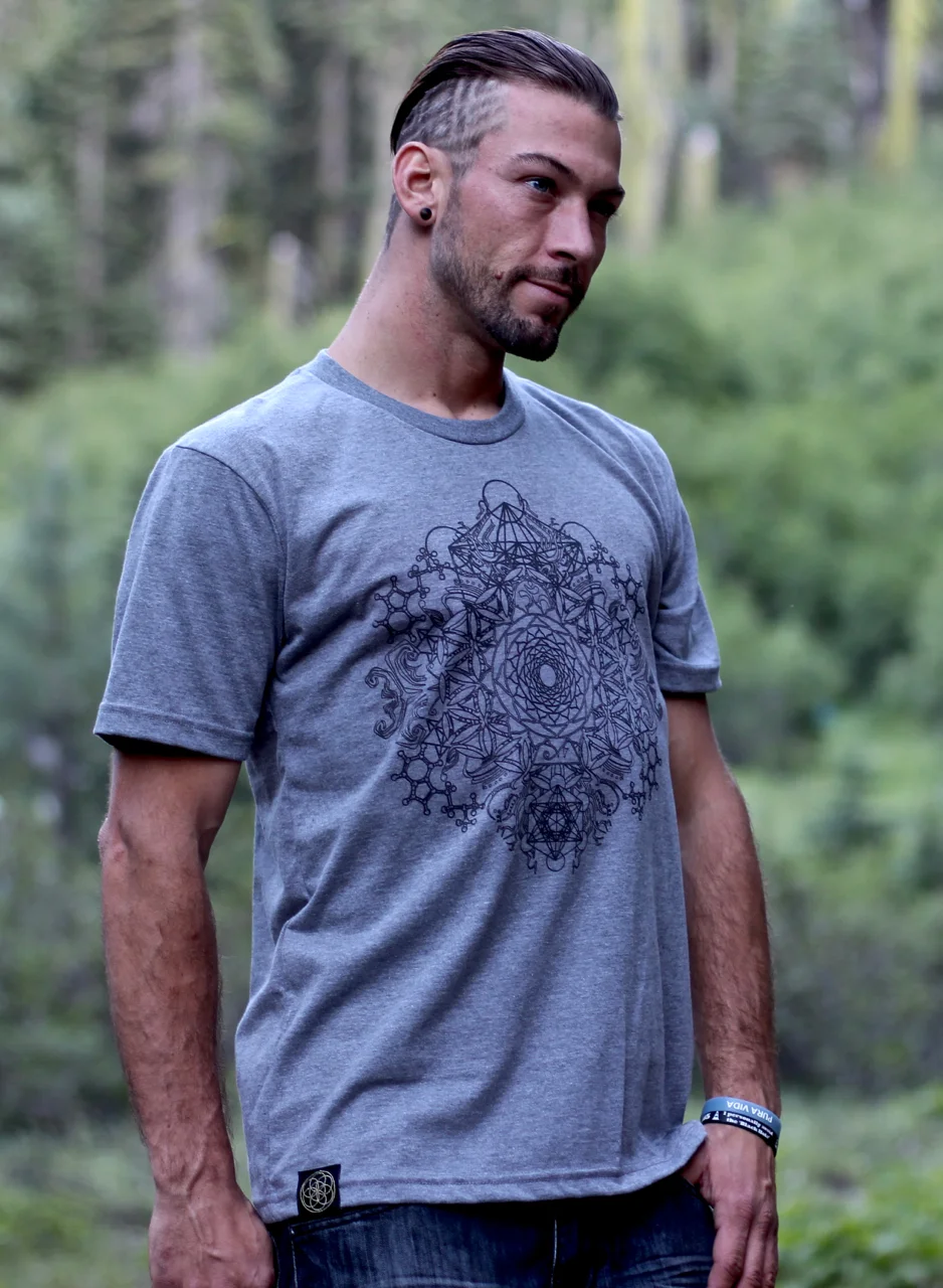 Organic sacred geometry t shirts sustainable eco fashion flower of life