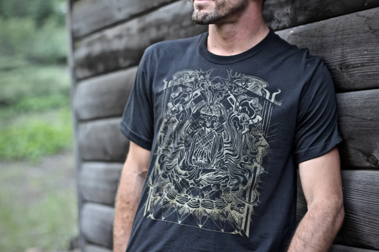 Organic sacred geometry t shirts sustainable eco fashion Buddha