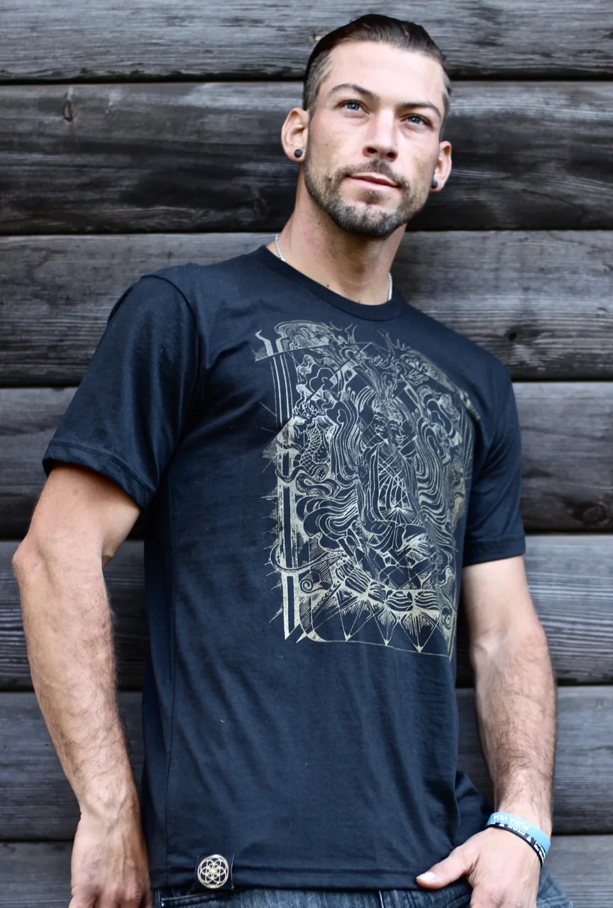Organic sacred geometry t shirts sustainable eco fashion Buddha
