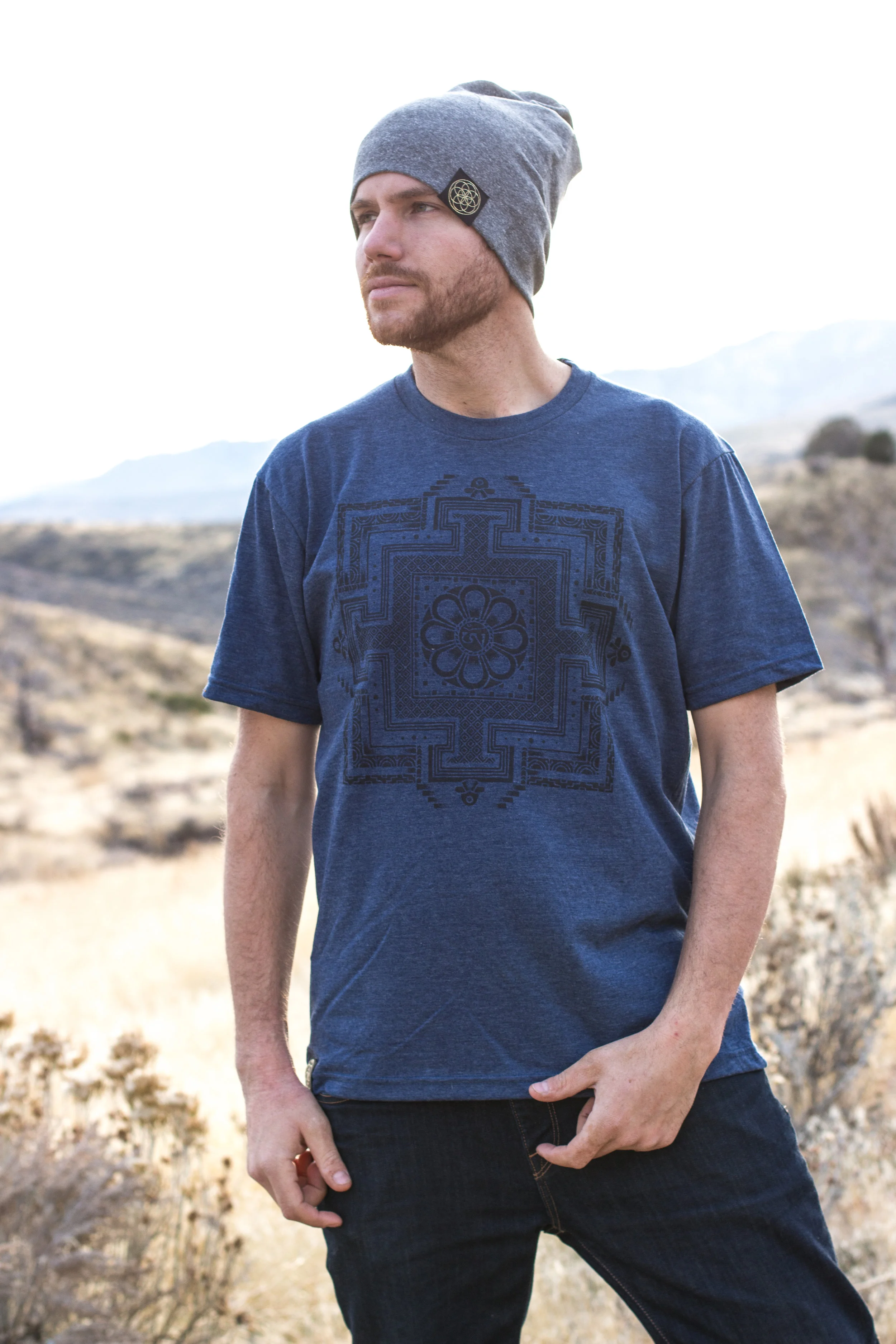 Organic sacred geometry t shirts sustainable eco fashion Ohm