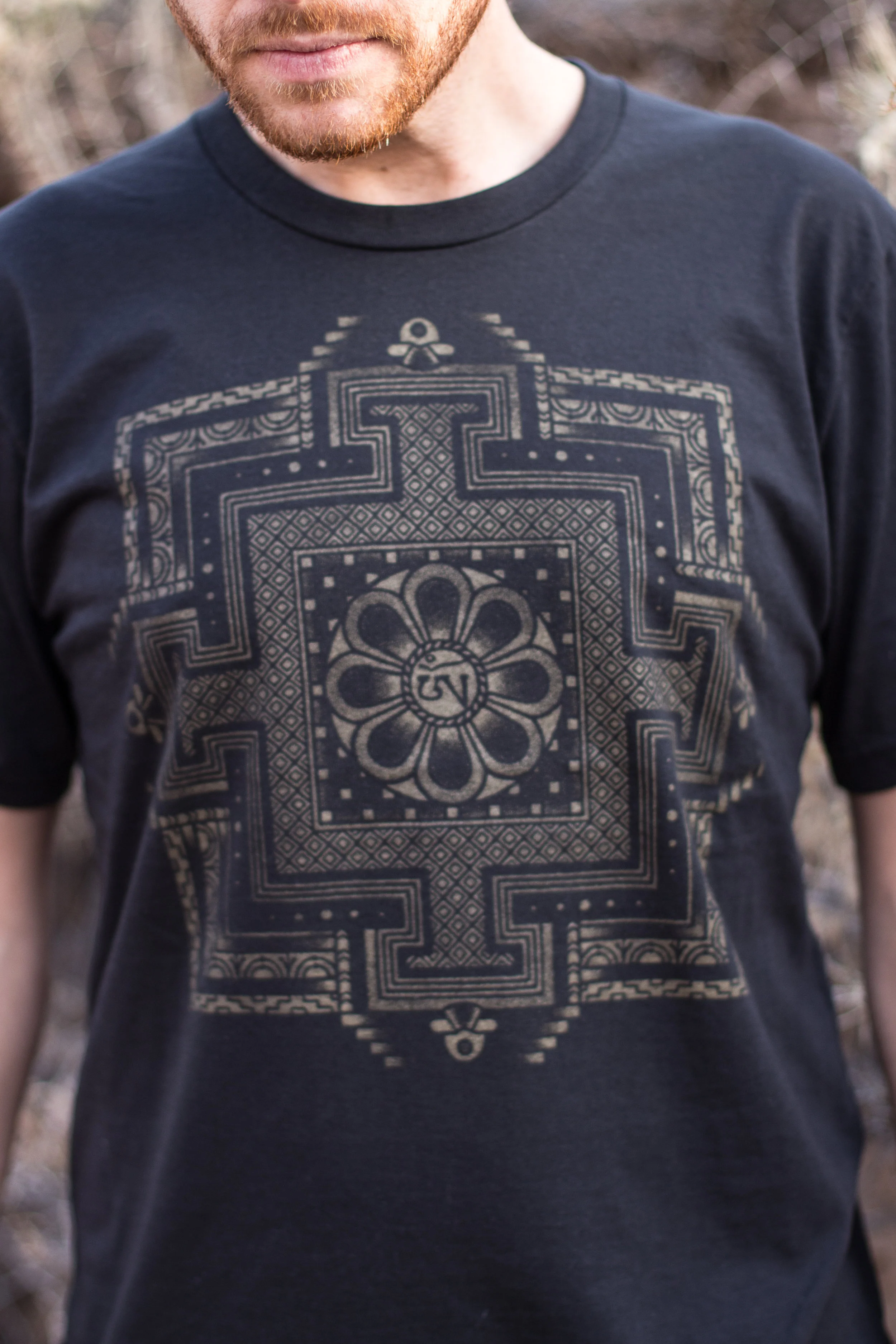 Organic sacred geometry t shirts sustainable eco fashion Ohm