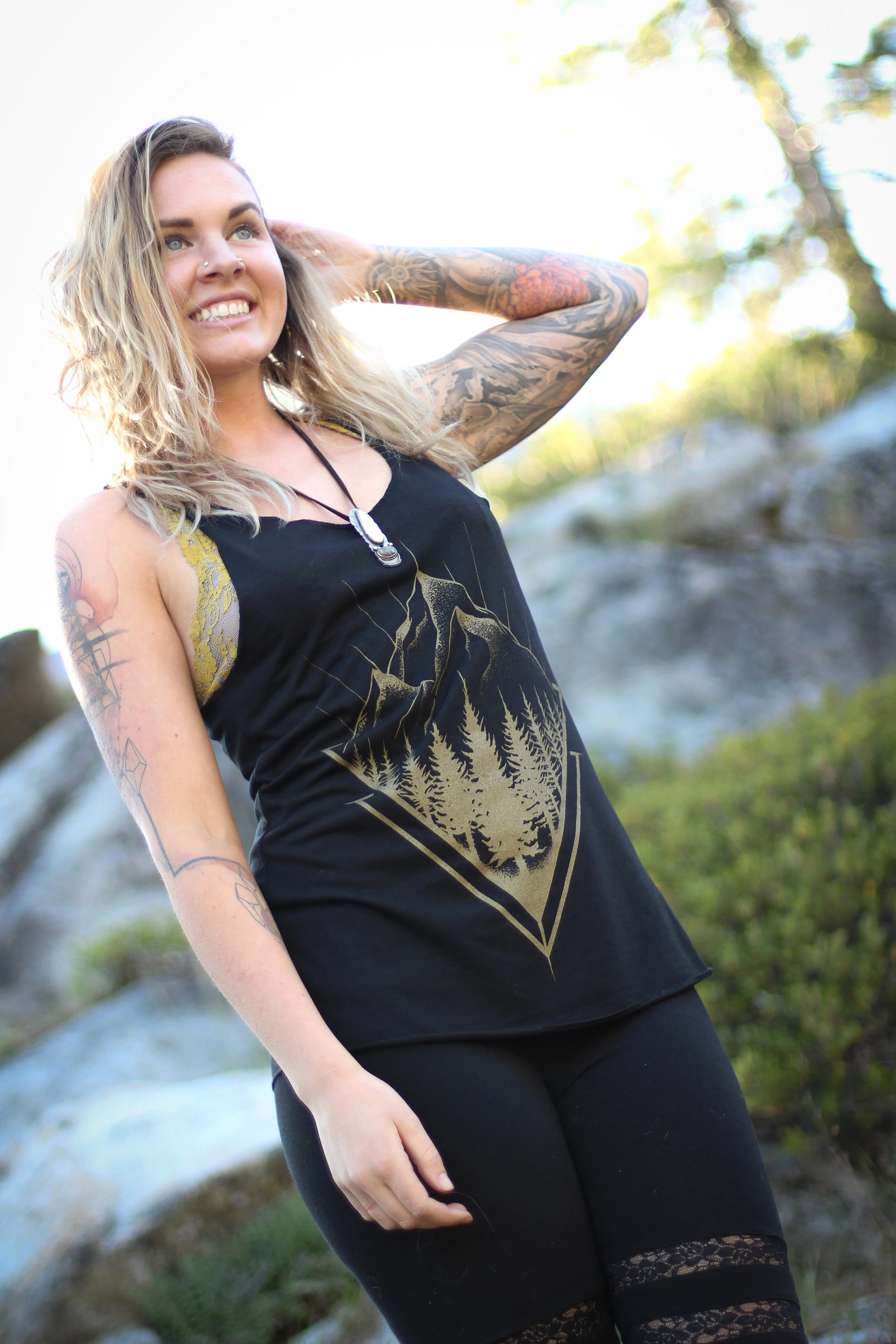 Organic tank top sacred geometry bamboo