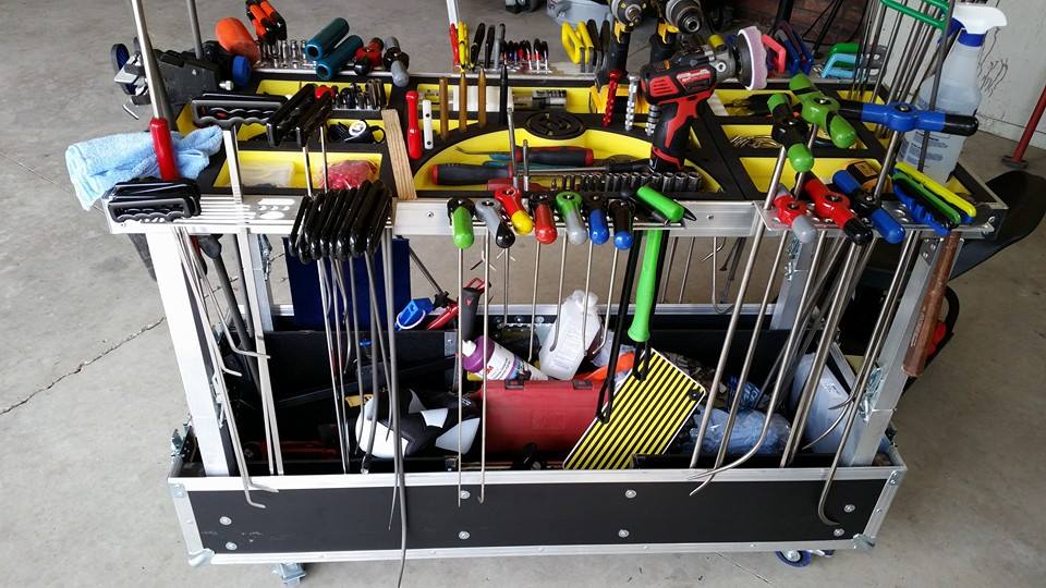 This is just some of the tools used to remove damage by paintless dent repair. 
