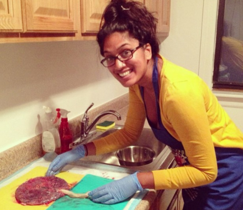 This is me processing a placenta!