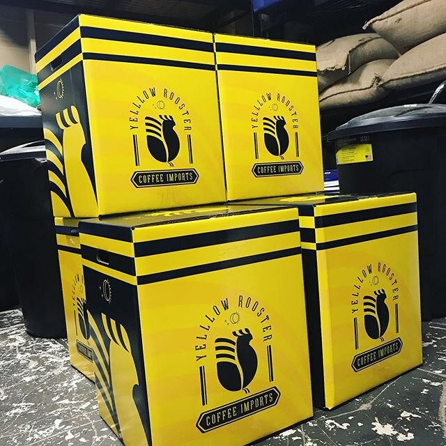@yellowroostercoffee coming in with these sweet boxes of green coffee! Be on the lookout for some new Peru in the next couple of weeks!