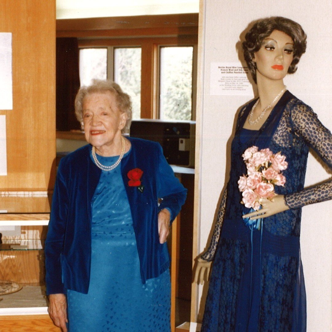 Happy Friday! Did you know Senator Smith's favorite color was blue? Likely why she married Clyde Smith in an unconventional blue wedding dress. Here she is pictured next to it in 1992. It's a great bit of trivia to learn on National Dress in Blue Day