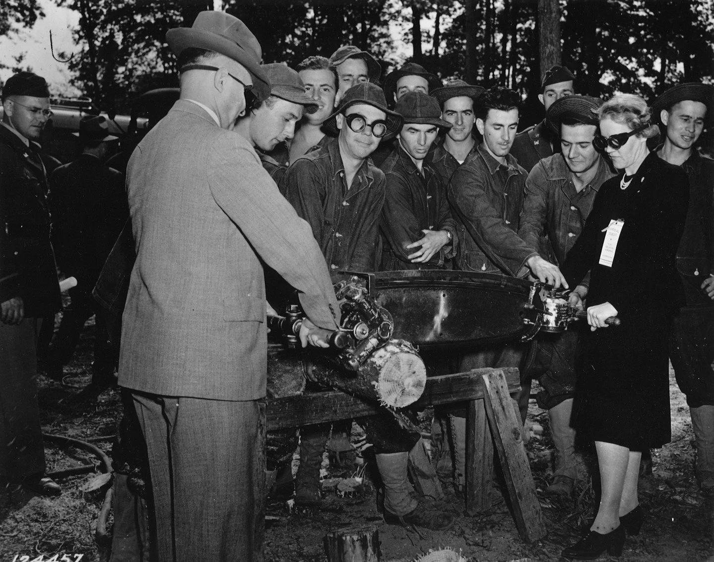 It's #TBT! In 1941 Representative Smith was not afraid to roll up her sleeves and saw some wood at Fort Belvoir, Virginia. This was a special demonstration held for members of Congress and military.