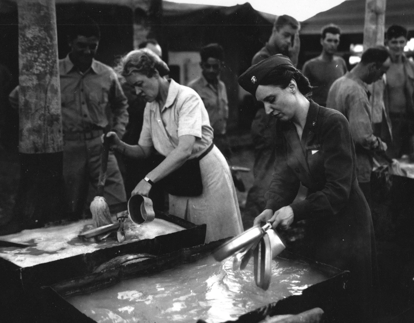 #OTD in 1944, Representative Smith helped clean at the mess hall while visiting a base in Guam during an inspection tour with the U.S. House Naval Affairs Committee.