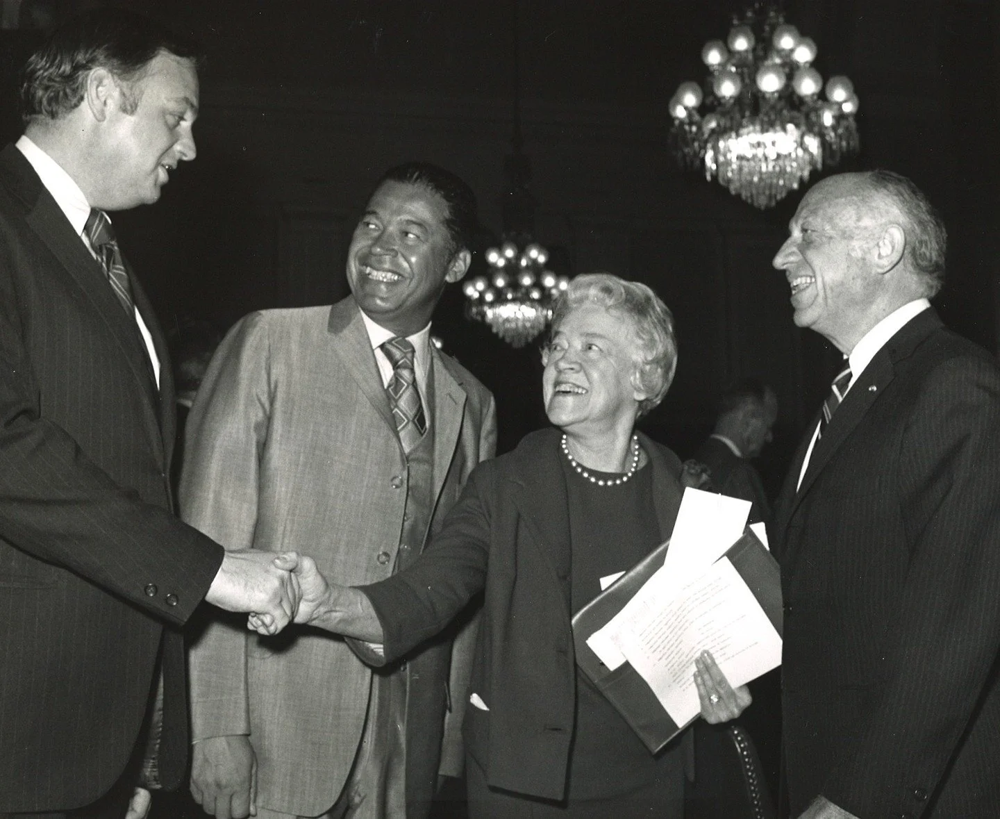#OTD in 1971, the Senator participated in meetings with the Senate Republican Policy Committee. In this image (Left to Right) Lowell Weicker, Edward Brooke, and Jacob Javits.