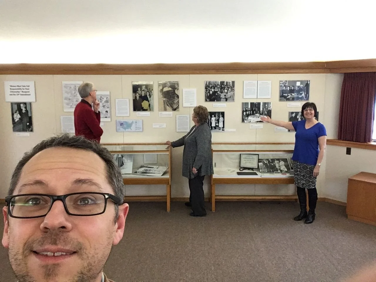 #TBT to a former social media photo the MCSL staff took #OTD to promote our exhibit on the 19th Amendment in 2019. We have lots of changes coming to our exhibit space in the near future!
