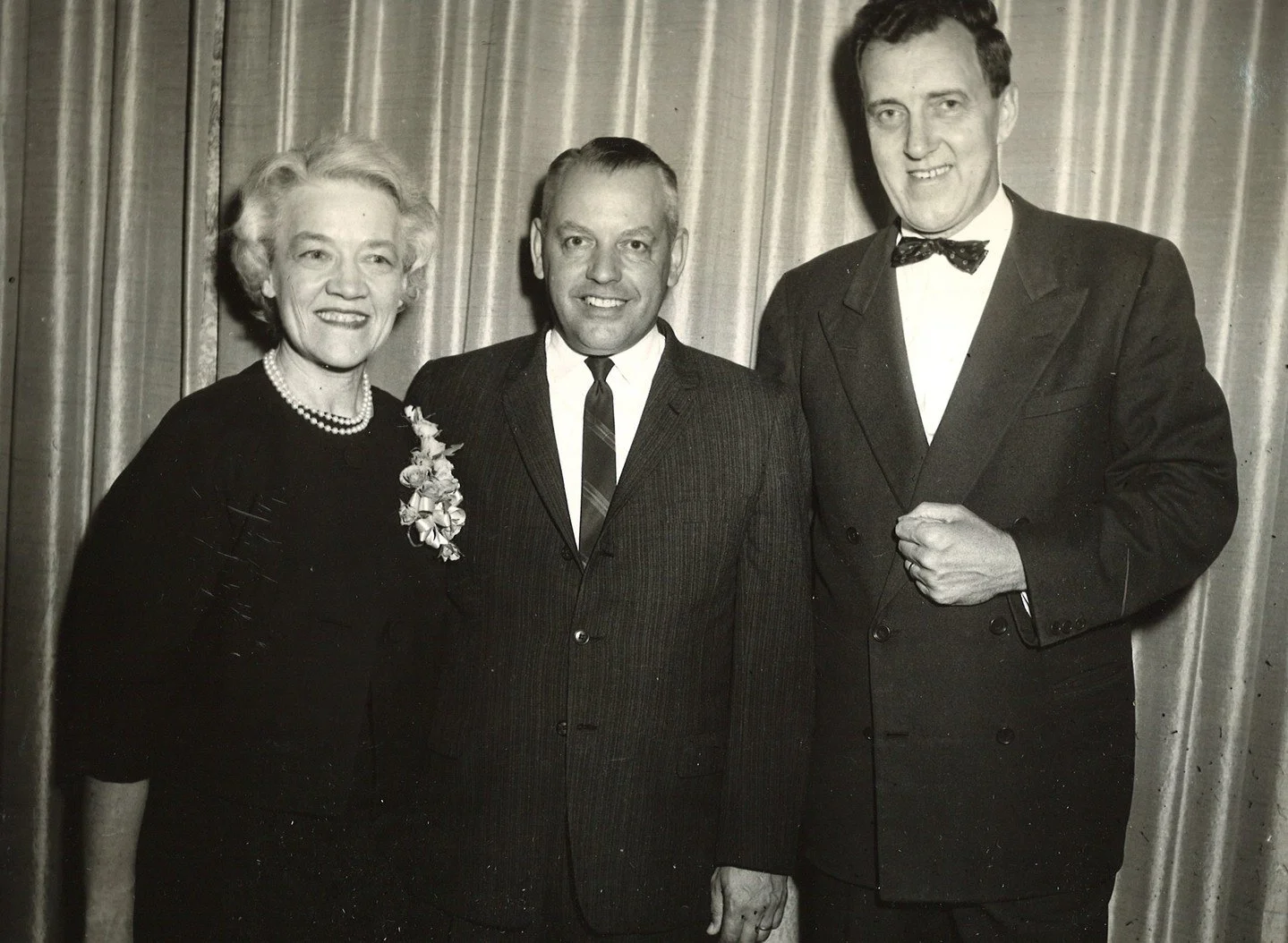 #OTD in 1963 Senators Smith and Edmund Muskie attended the American Legion reception and took this photo with the Captain of the Maine Department of the Legion, Bertrand Lagueux.
