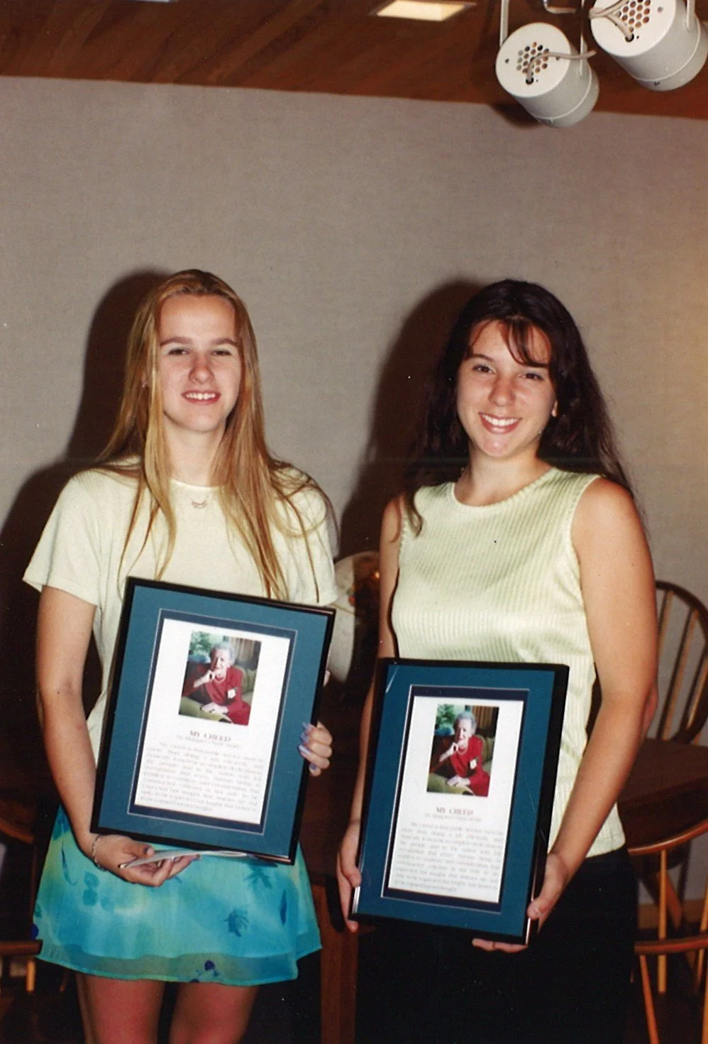 #OTD in 1998 our essay contest recipients, Erica Varney and Kelly Michaud, from Lake Region High School visited our Library. To see this year's winning essays, head on over to our website! https://www.mcslibrary.org/mcsl-essay-contest