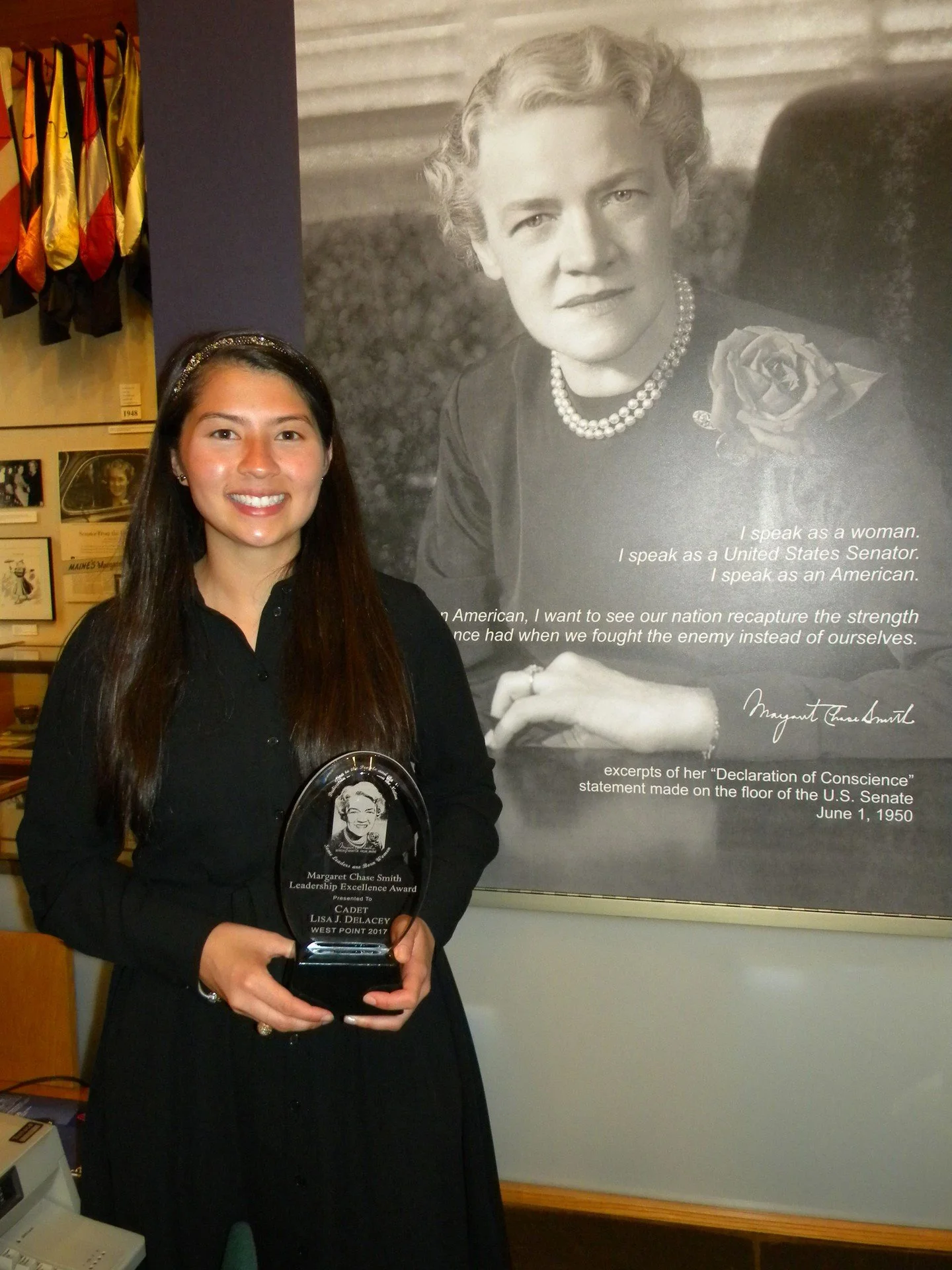 #OTD in 2017 Lisa DeLacey, that year's recipient of the MCS Leadership Excellence Award at West Point, unexpectedly stopped by the Library to learn more about the Senator.