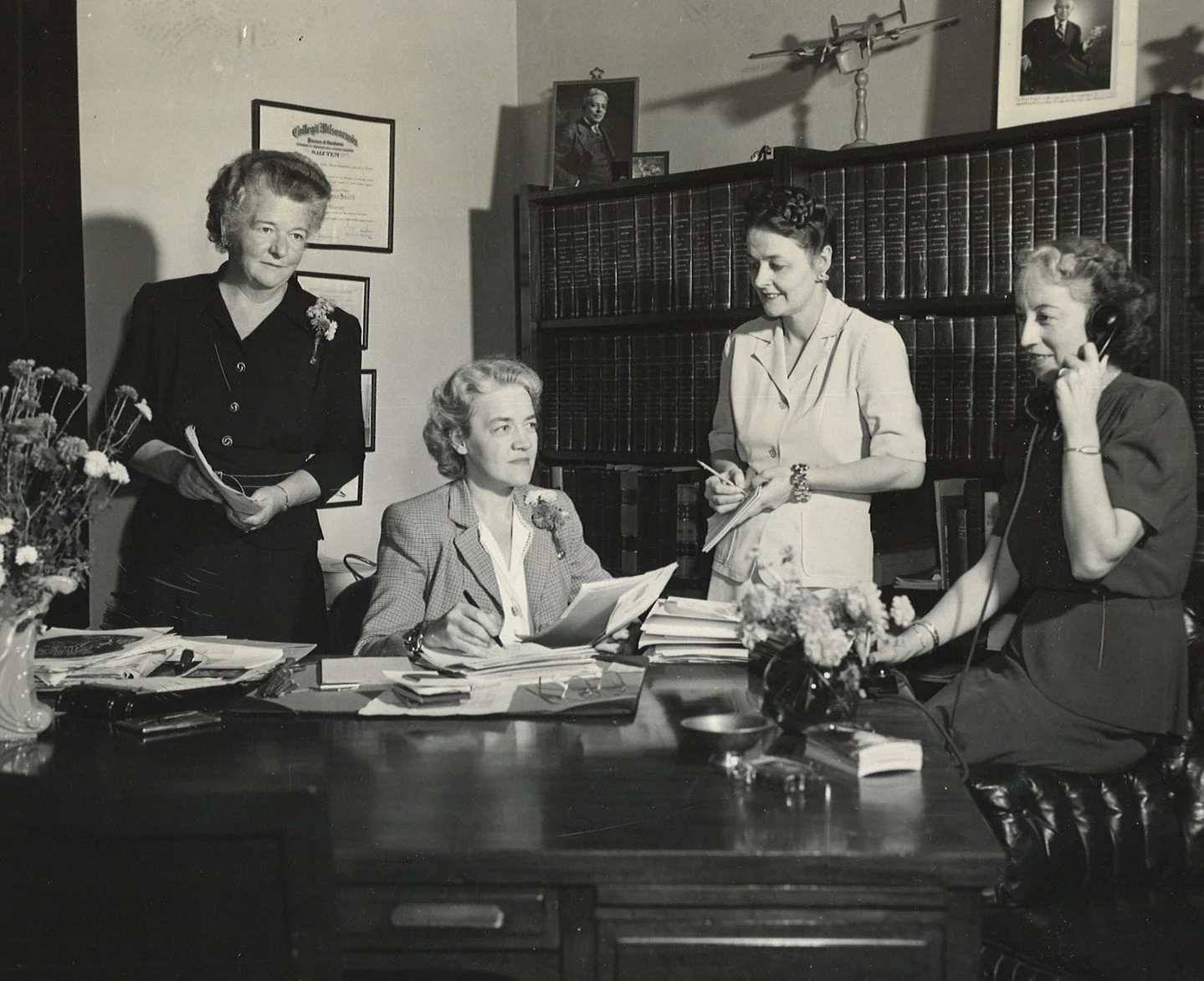 Let's give a big shout-out to the staff who work so hard behind the scenes! This was Representative Smith's Congressional Staff in 1947&mdash;Lena Haskell, Alice Deisroth, and Marjorie Greene, all photographed #OTD in 1947.