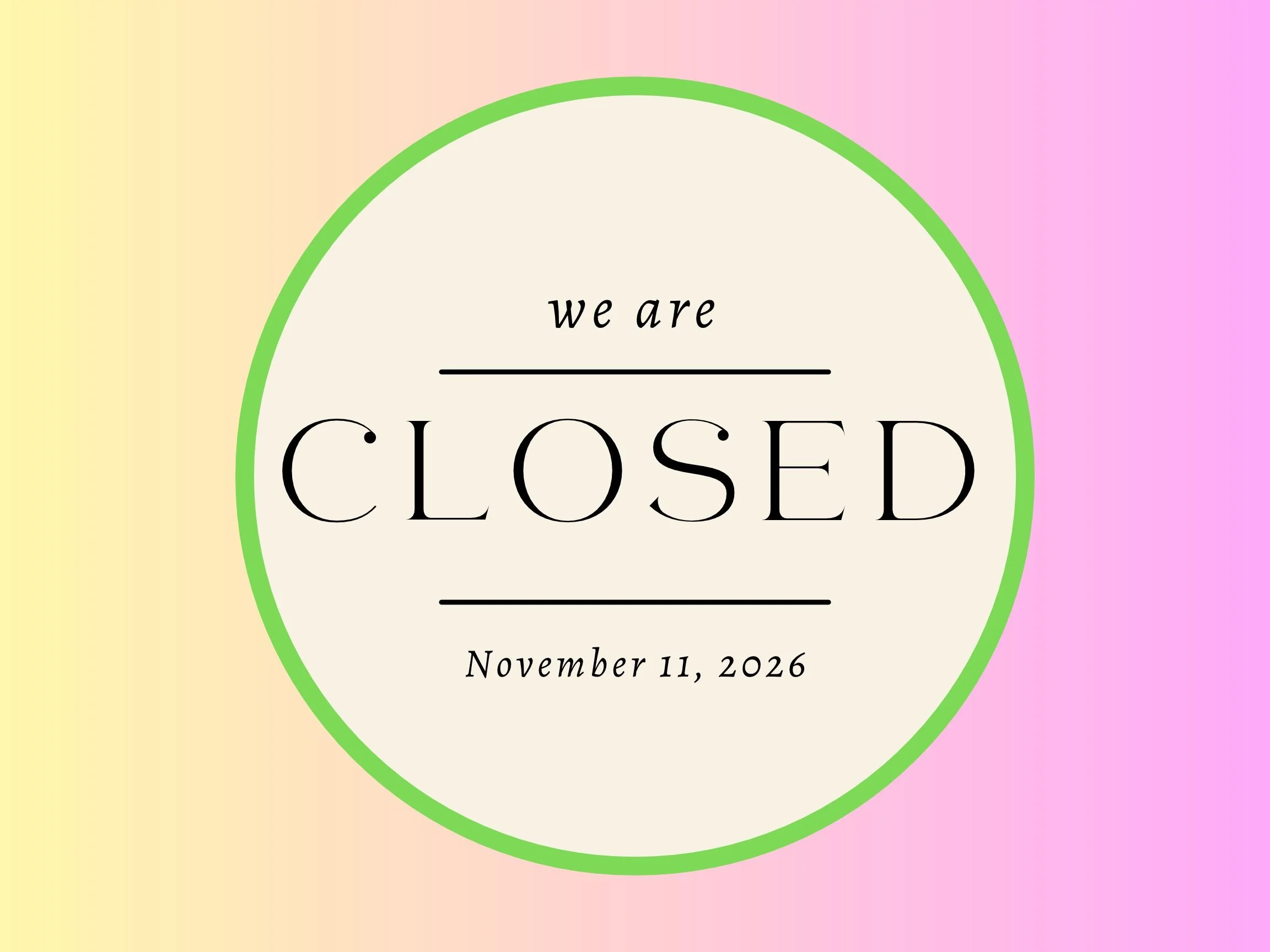 Closed in Observance of Vetrans Day