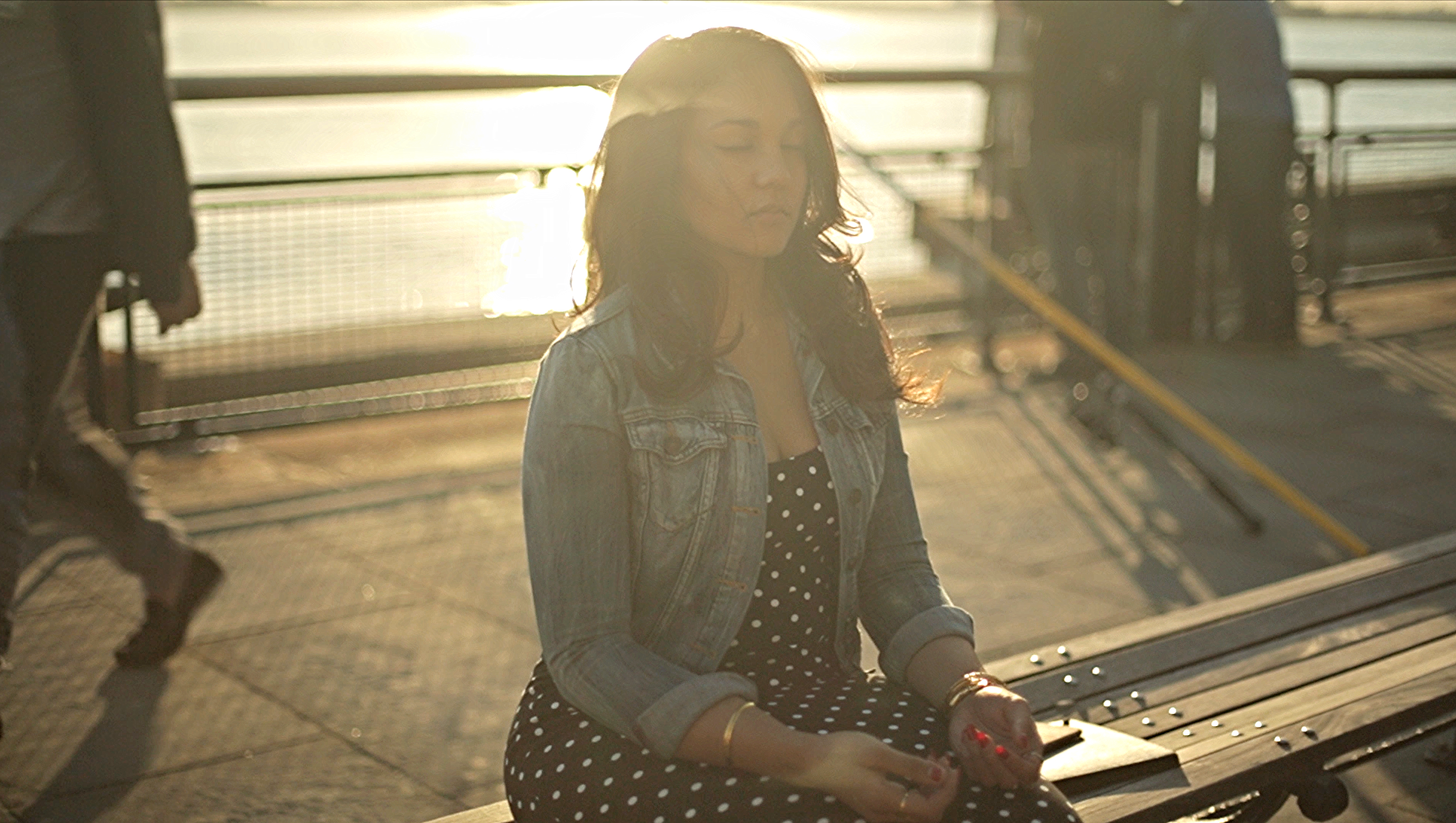 From the b-roll for Dream, Girl shot by the amazing Mary Perrino. Yes, that's me meditating on a boardwalk!