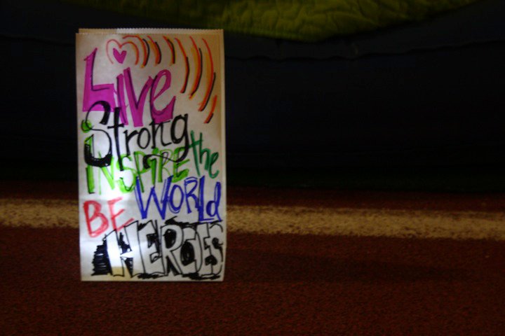 A luminary (lit in honour of someone who has had cancer) from the 2010 Relay for Life.