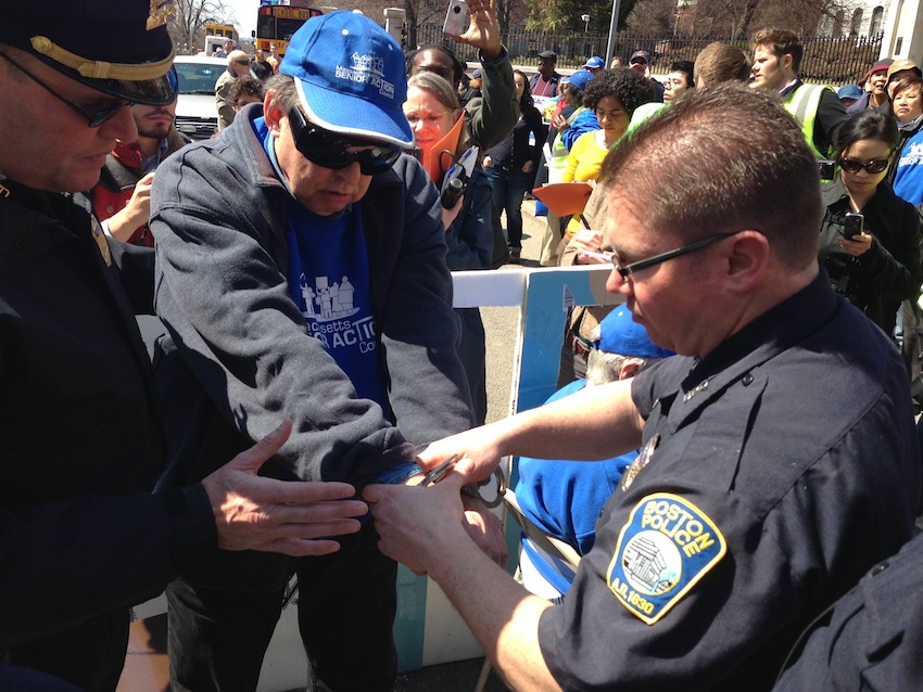 Senior being arrested by Boston police